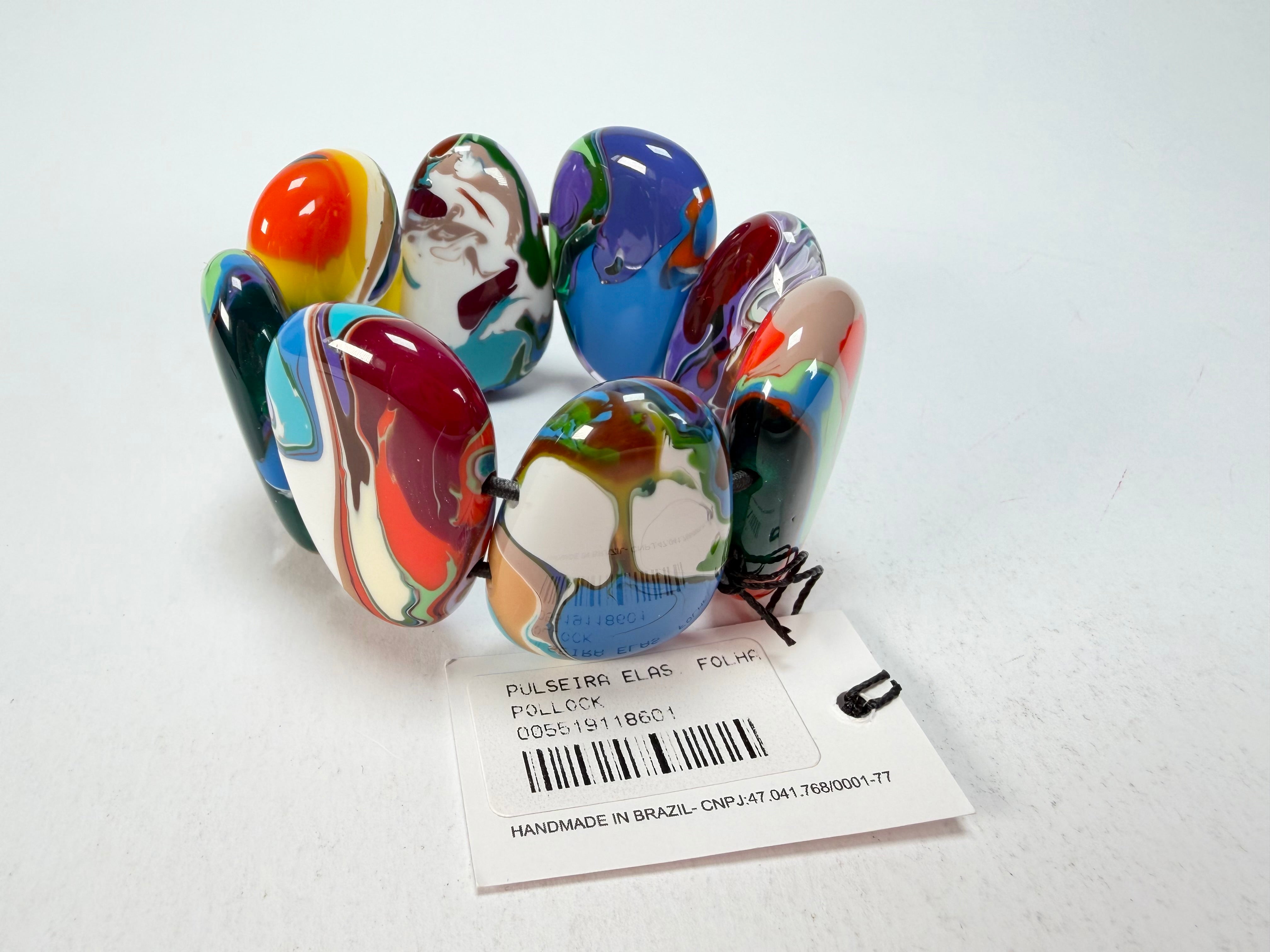 Sobral - Multi-Colour "Folha" Pollock Elasticated Resin Bracelet ( 005519 )