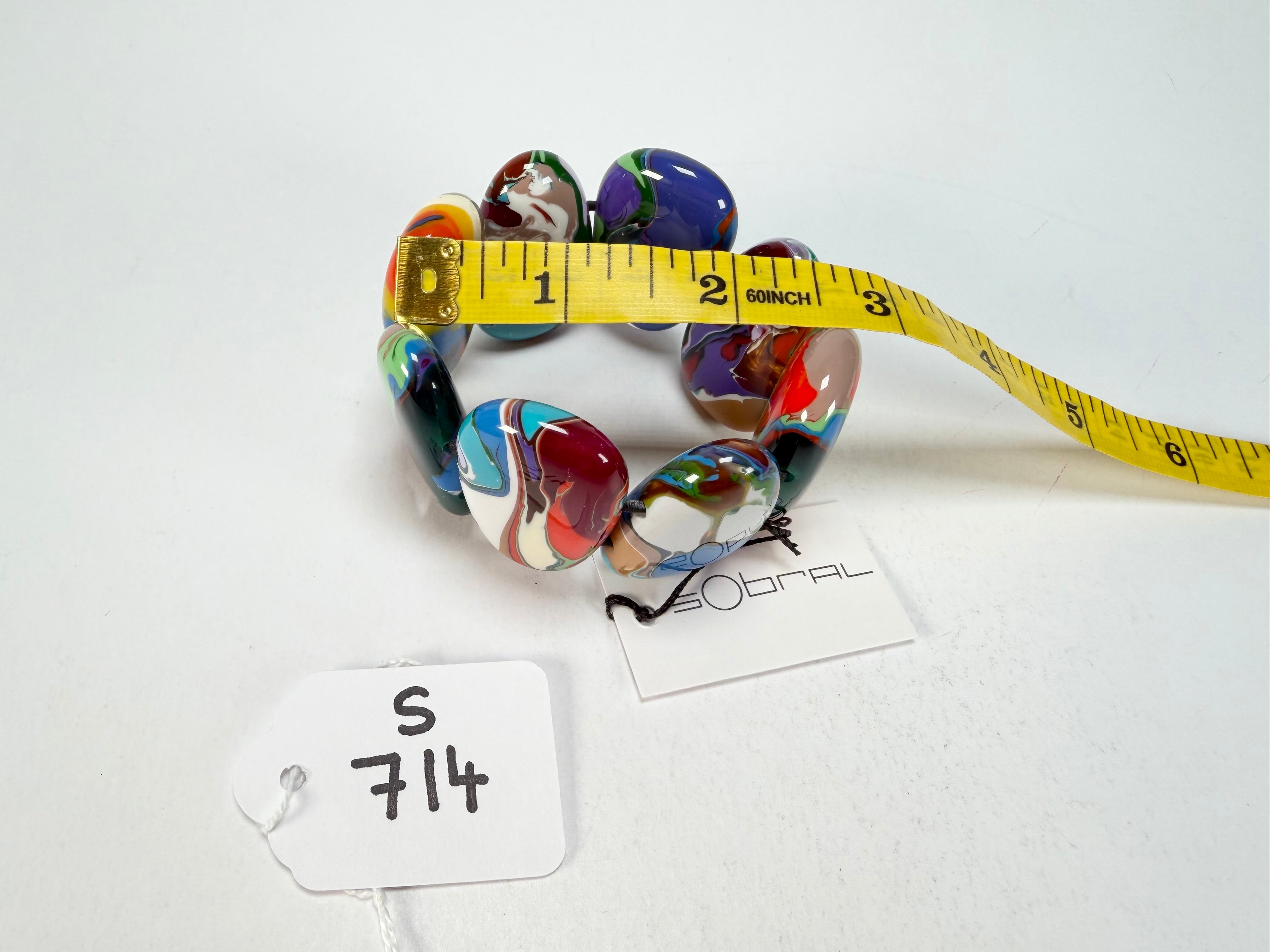 Sobral - Multi-Colour "Folha" Pollock Elasticated Resin Bracelet ( 005519 )
