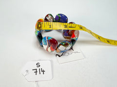 Sobral - Multi-Colour "Folha" Pollock Elasticated Resin Bracelet ( 005519 )