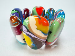 Sobral - Multi-Colour "Folha" Pollock Elasticated Resin Bracelet ( 005519 )