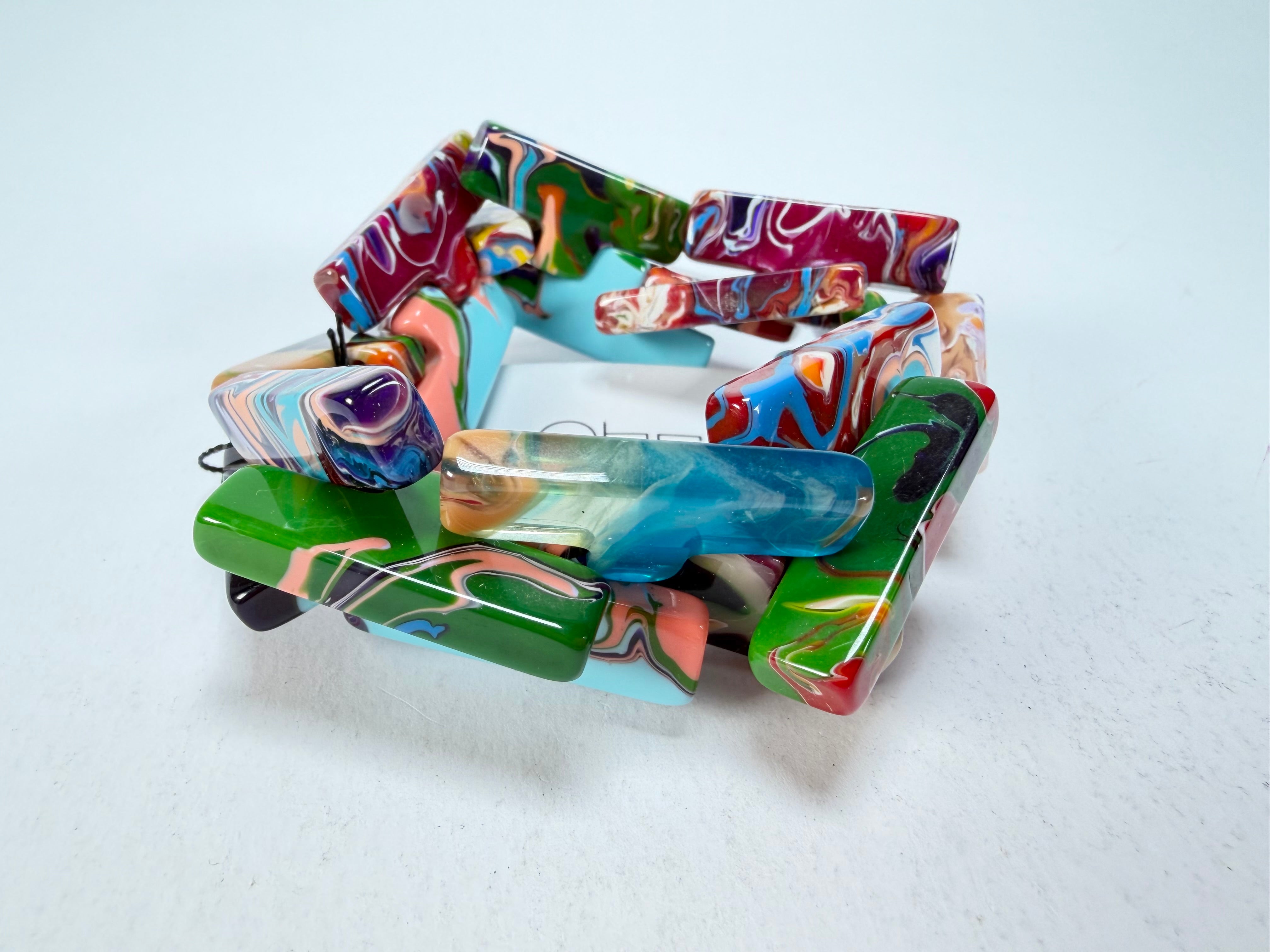 Sobral - Multi-Colour "1WJP" Pollock Elasticated Resin Bracelet ( 003882 )