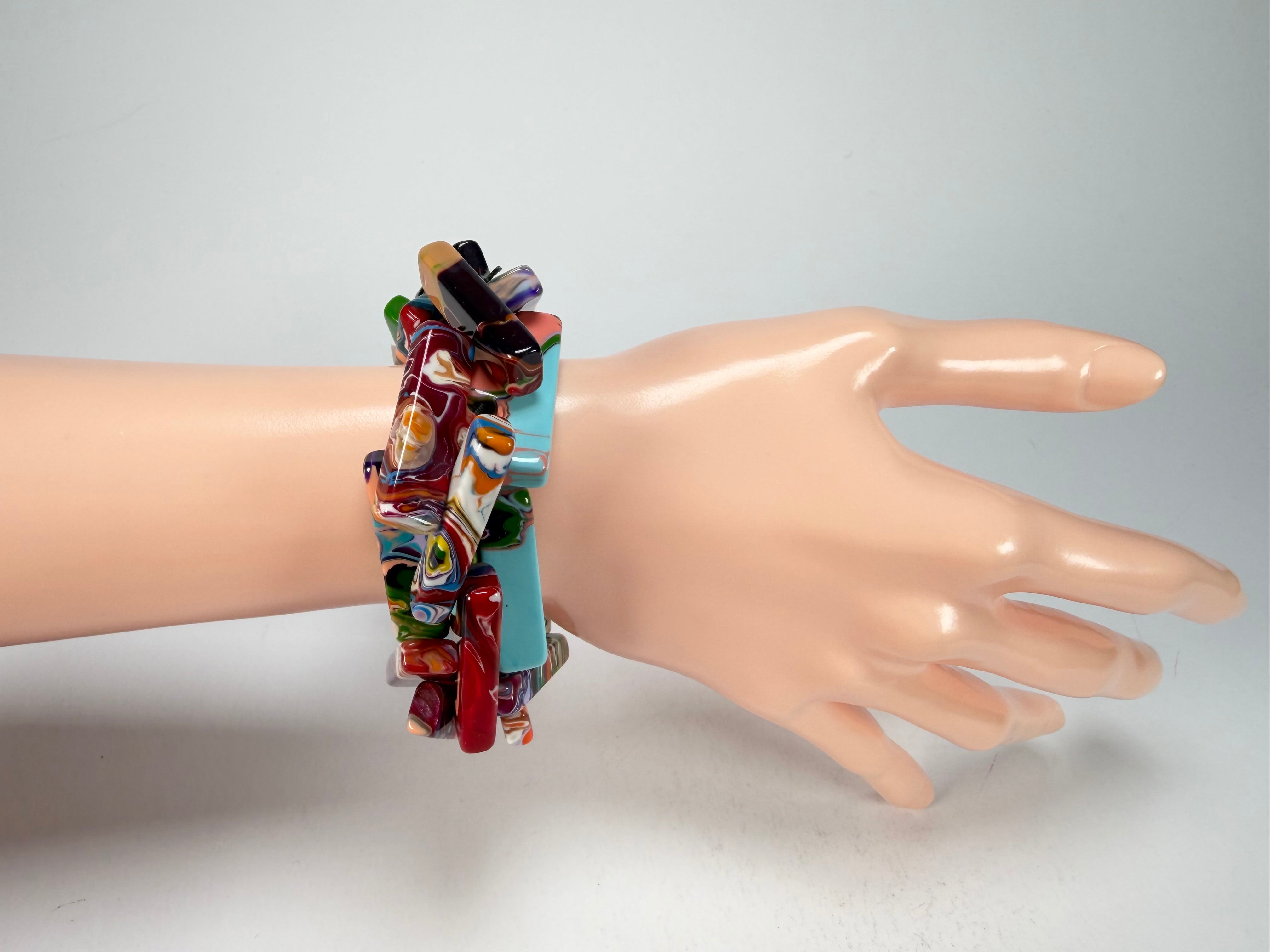Sobral - Multi-Colour "1WJP" Pollock Elasticated Resin Bracelet ( 003882 )