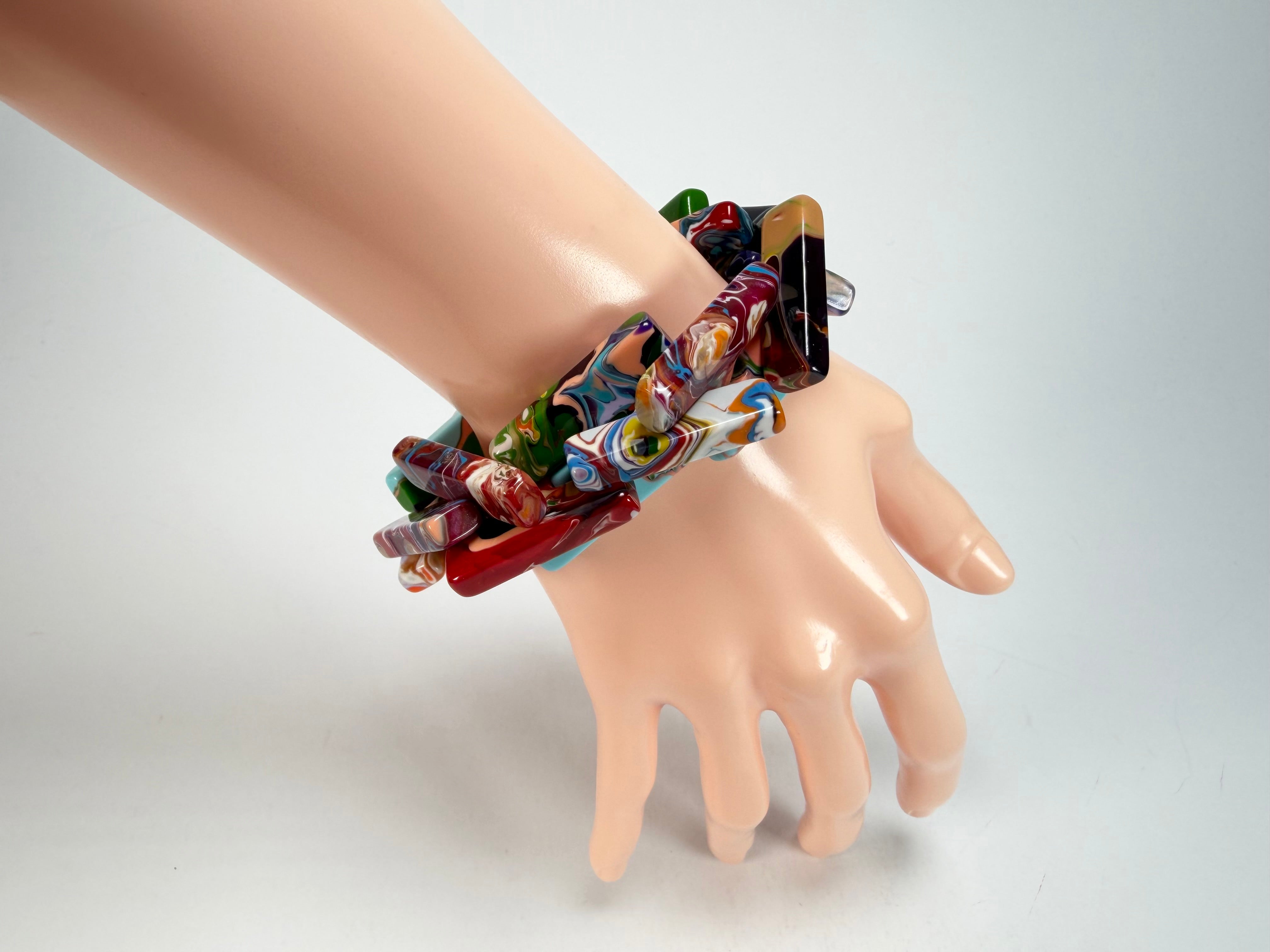 Sobral - Multi-Colour "1WJP" Pollock Elasticated Resin Bracelet ( 003882 )