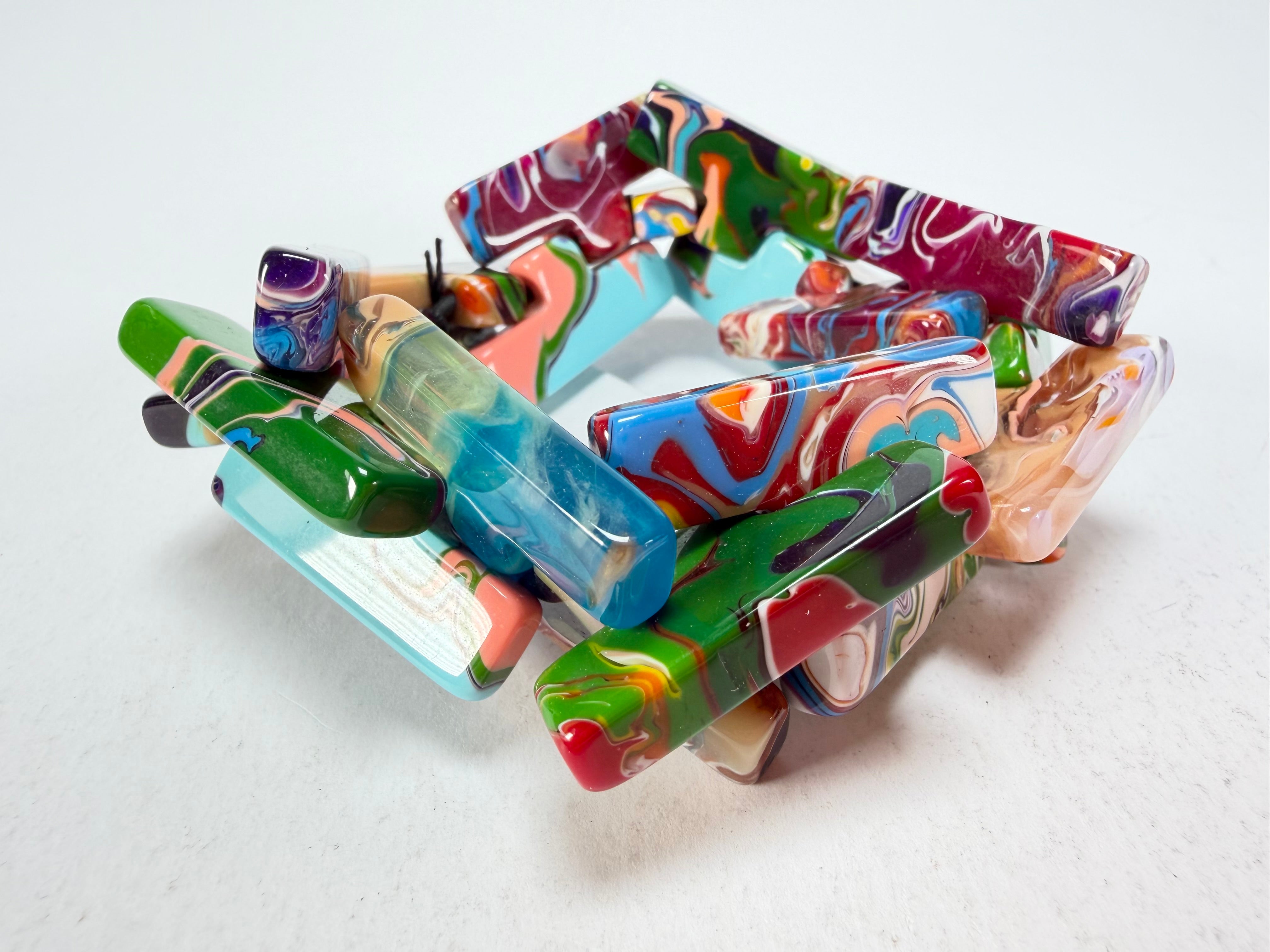 Sobral - Multi-Colour "1WJP" Pollock Elasticated Resin Bracelet ( 003882 )