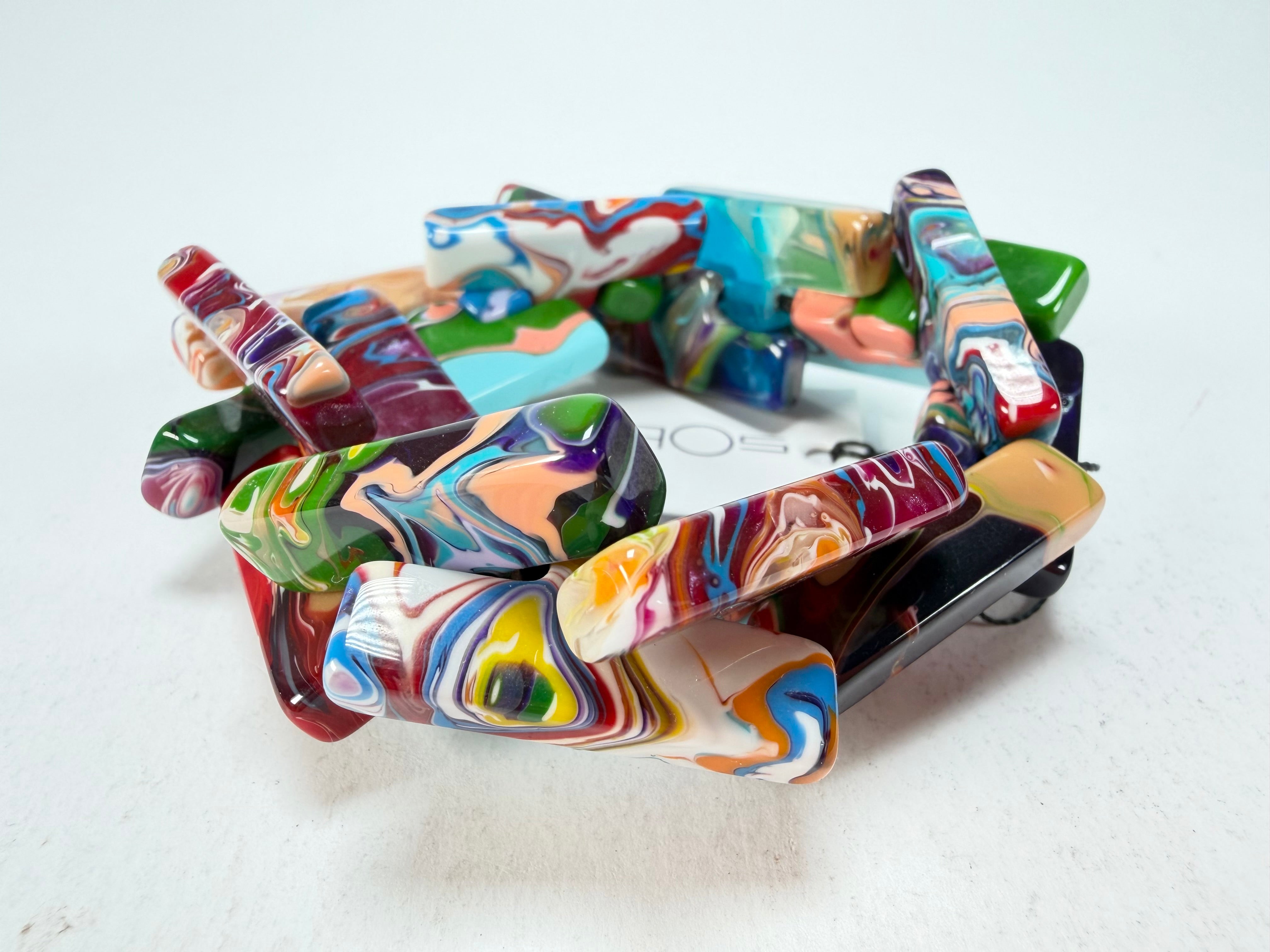 Sobral - Multi-Colour "1WJP" Pollock Elasticated Resin Bracelet ( 003882 )