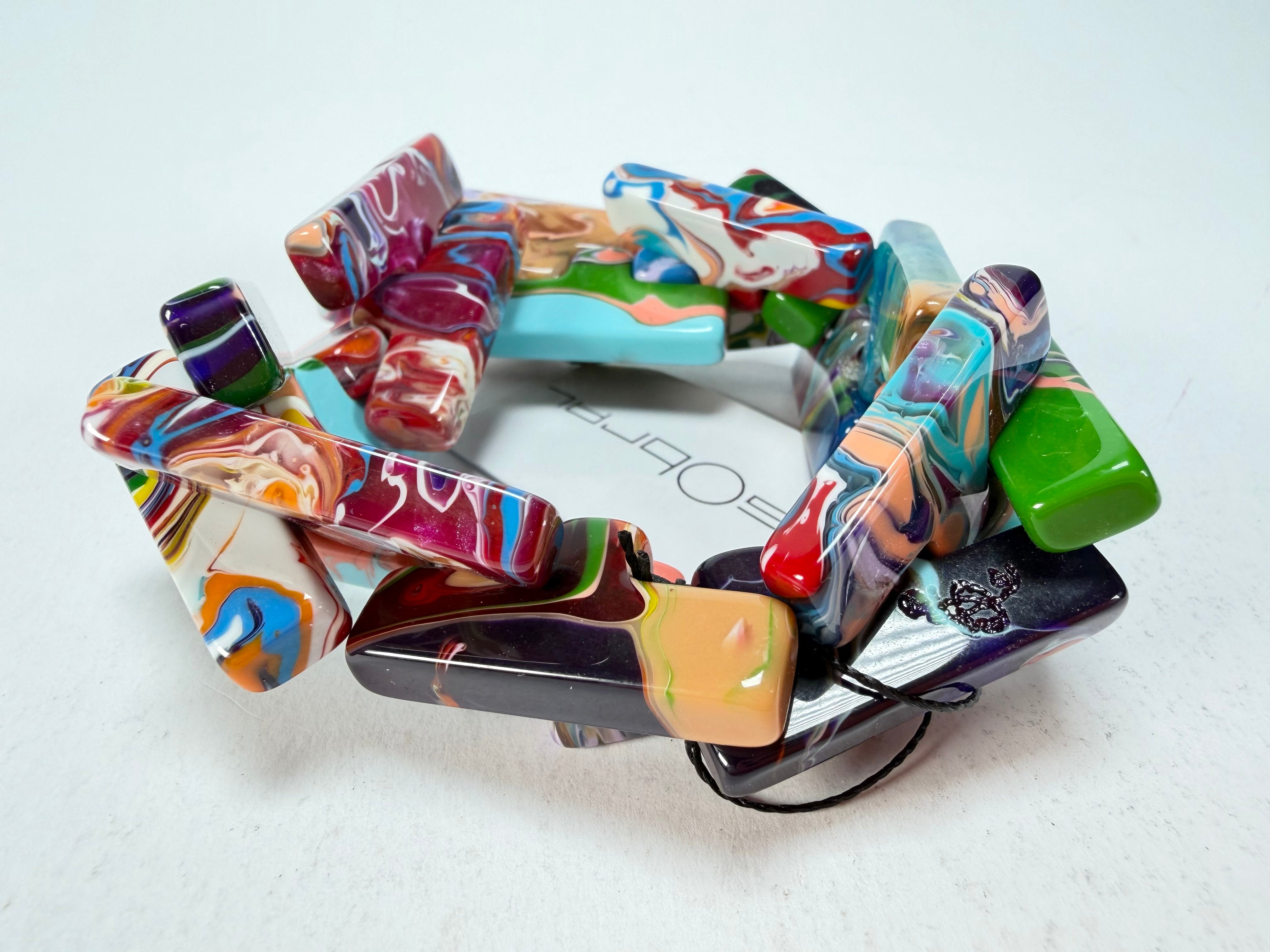 Sobral - Multi-Colour "1WJP" Pollock Elasticated Resin Bracelet ( 003882 )