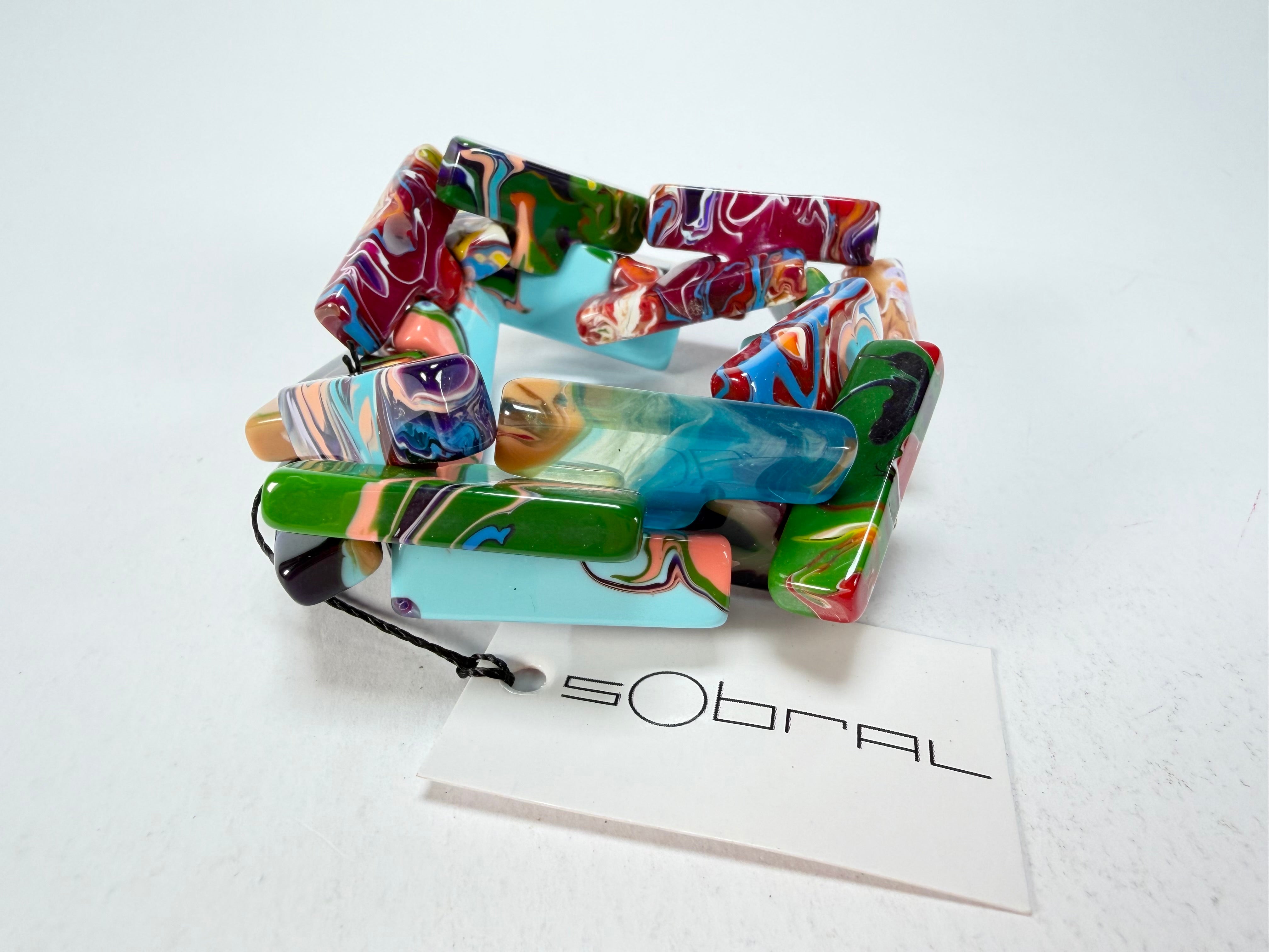 Sobral - Multi-Colour "1WJP" Pollock Elasticated Resin Bracelet ( 003882 )