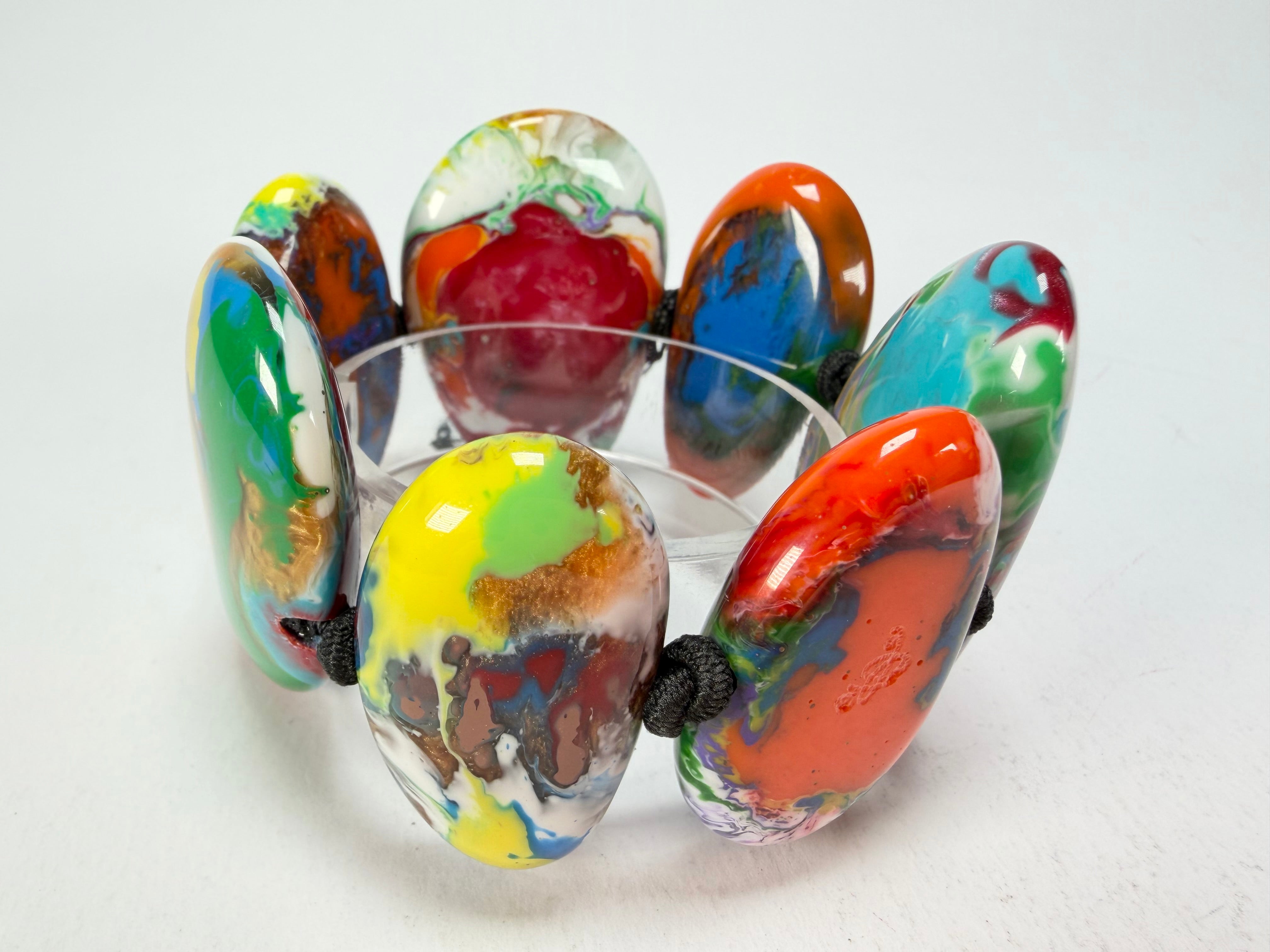 Sobral - Multi-Colour "Wassily" Pollock Elasticated Resin Bracelet ( 003716 )