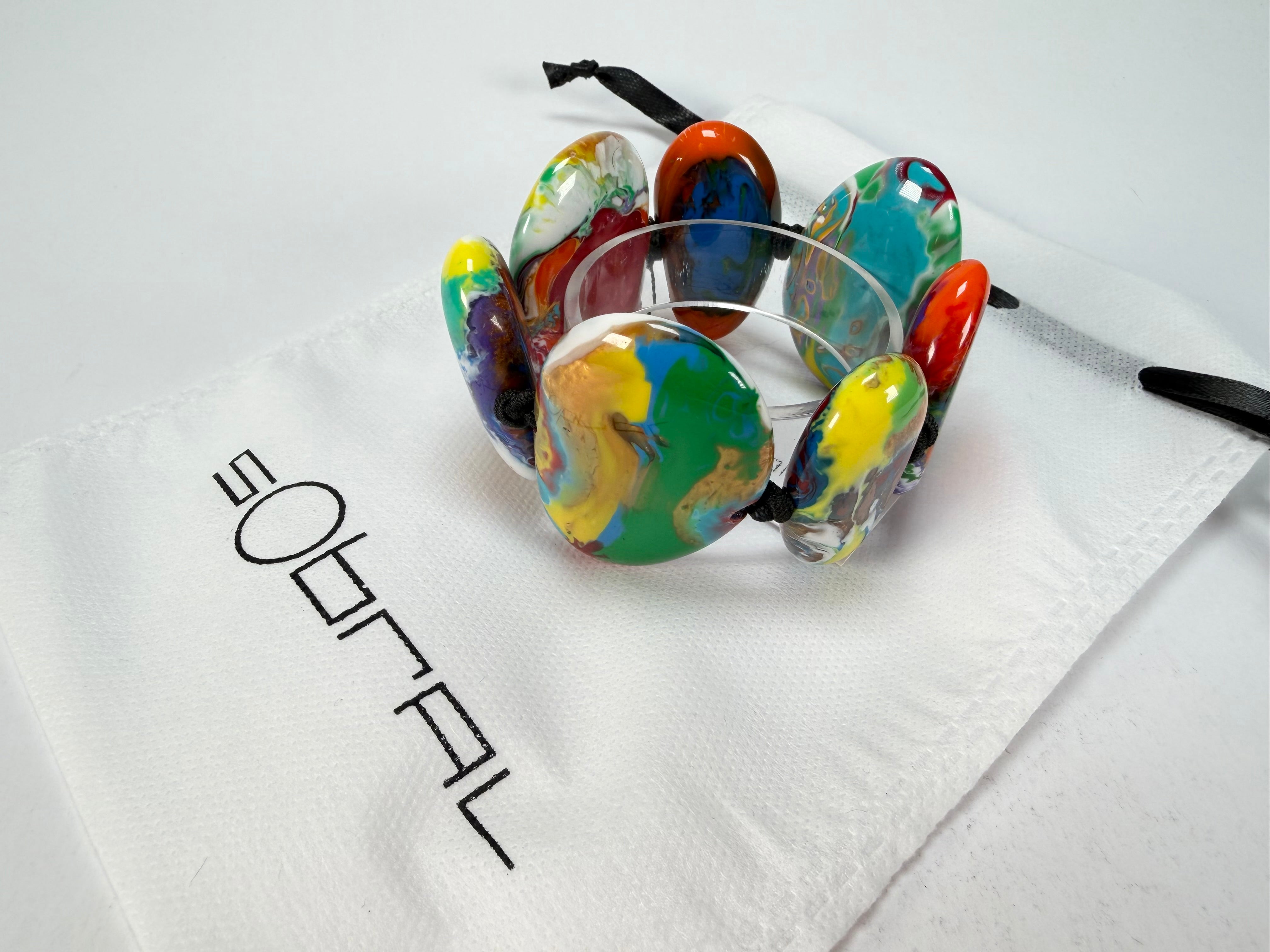 Sobral - Multi-Colour "Wassily" Pollock Elasticated Resin Bracelet ( 003716 )