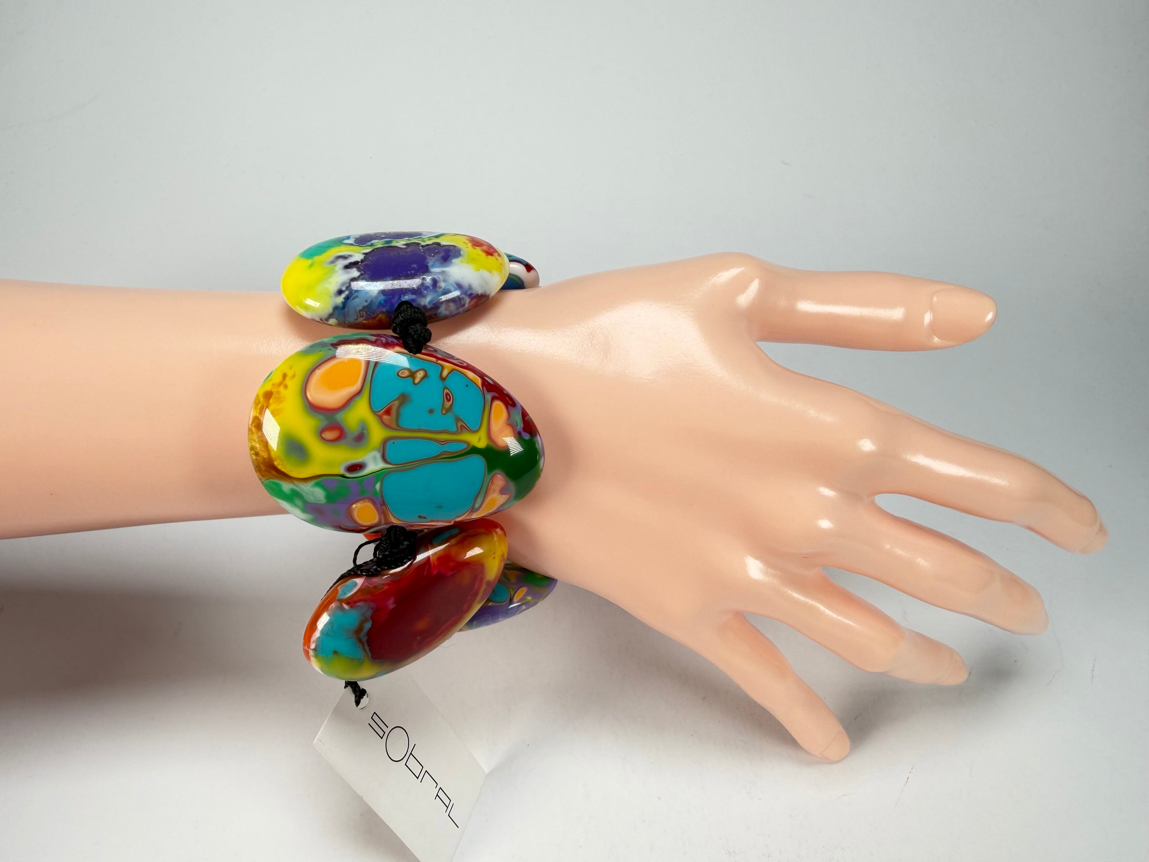 Sobral - Multi-Colour "Wassily" Pollock Elasticated Resin Bracelet ( 003716 )