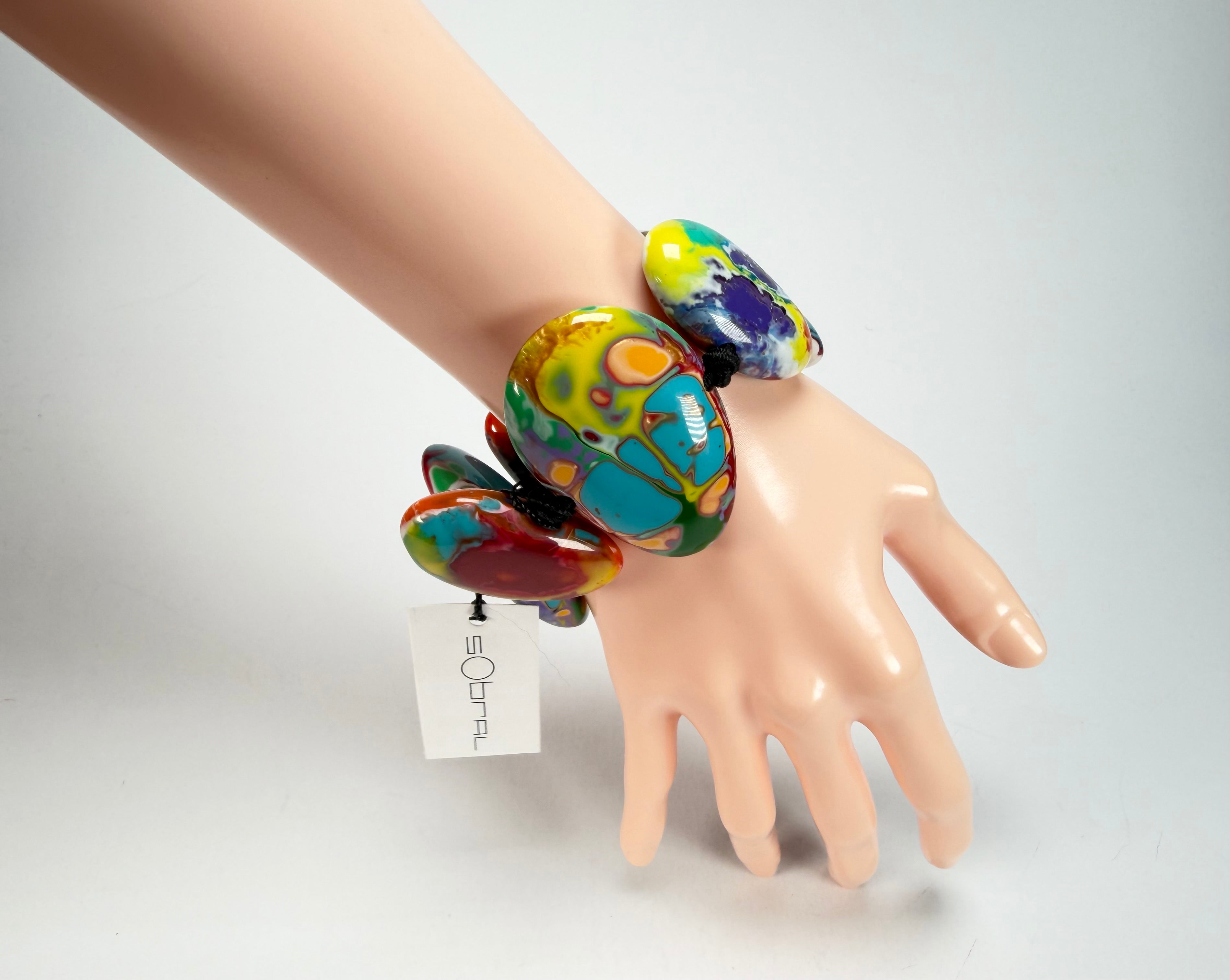 Sobral - Multi-Colour "Wassily" Pollock Elasticated Resin Bracelet ( 003716 )