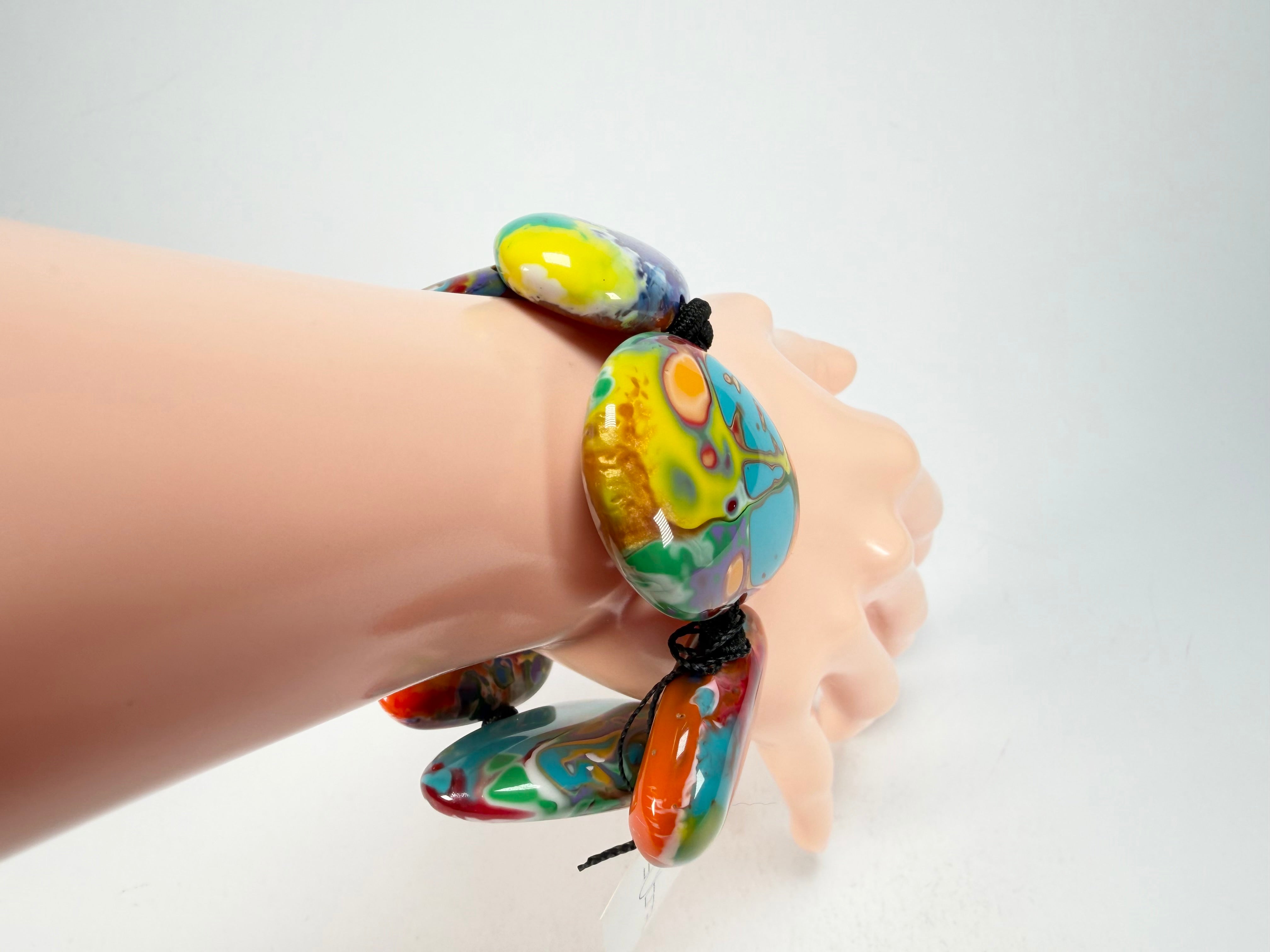 Sobral - Multi-Colour "Wassily" Pollock Elasticated Resin Bracelet ( 003716 )