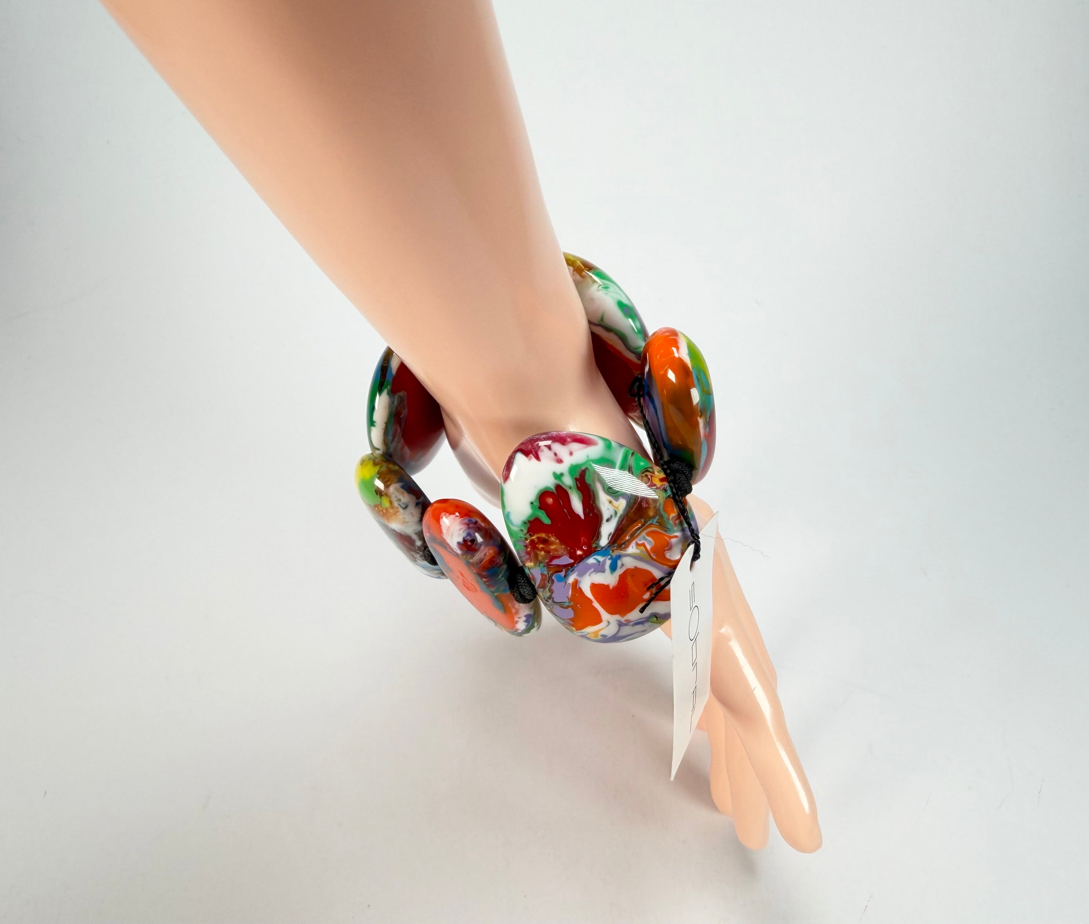 Sobral - Multi-Colour "Wassily" Pollock Elasticated Resin Bracelet ( 003716 )