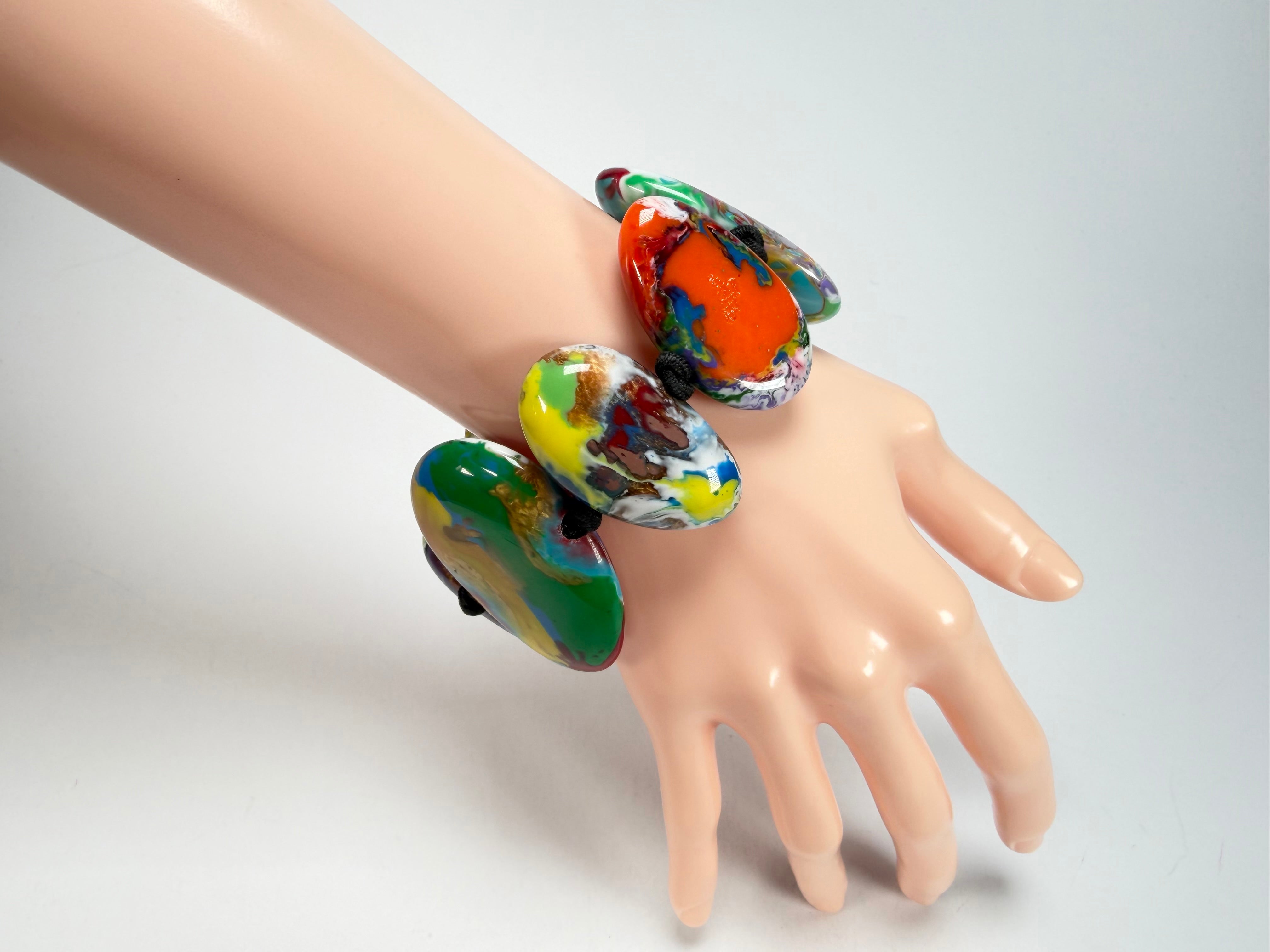 Sobral - Multi-Colour "Wassily" Pollock Elasticated Resin Bracelet ( 003716 )