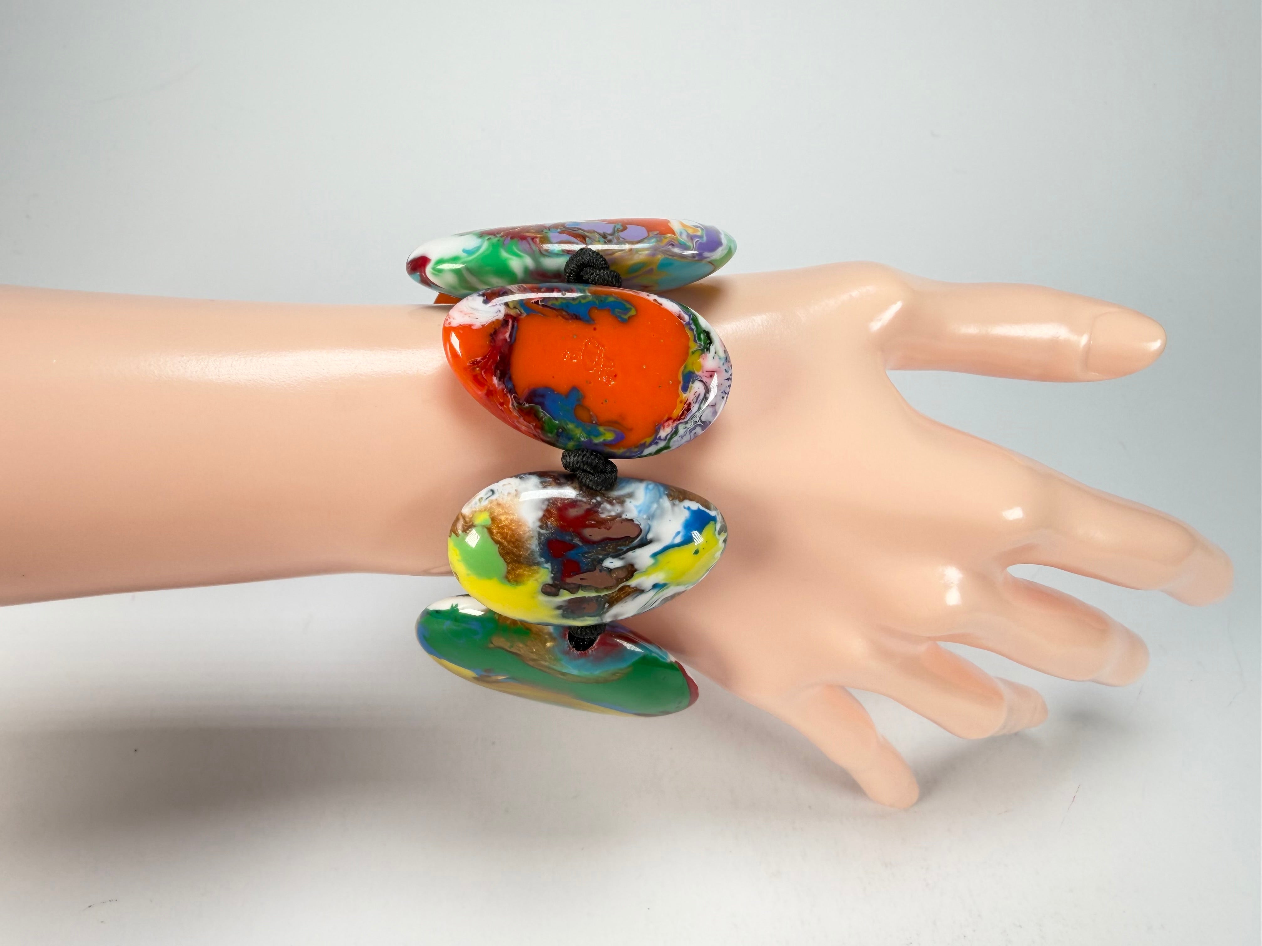 Sobral - Multi-Colour "Wassily" Pollock Elasticated Resin Bracelet ( 003716 )