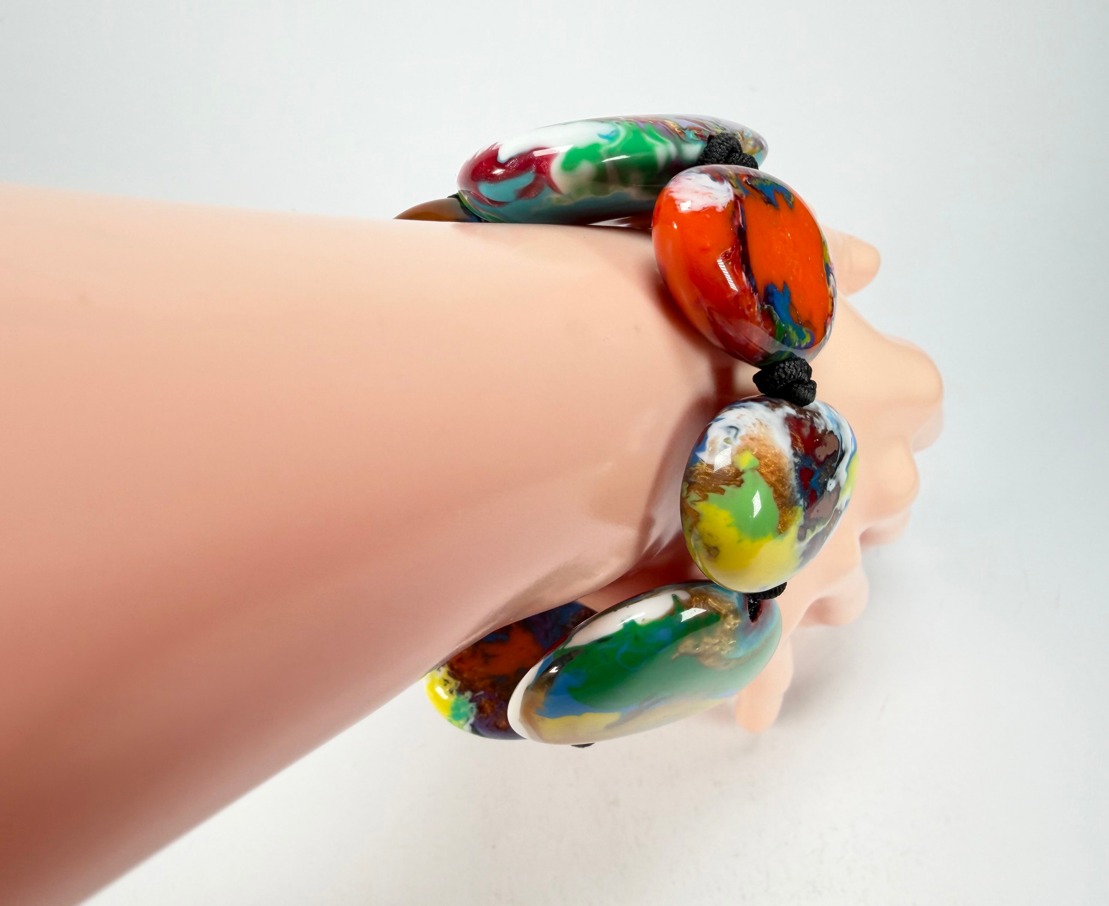 Sobral - Multi-Colour "Wassily" Pollock Elasticated Resin Bracelet ( 003716 )