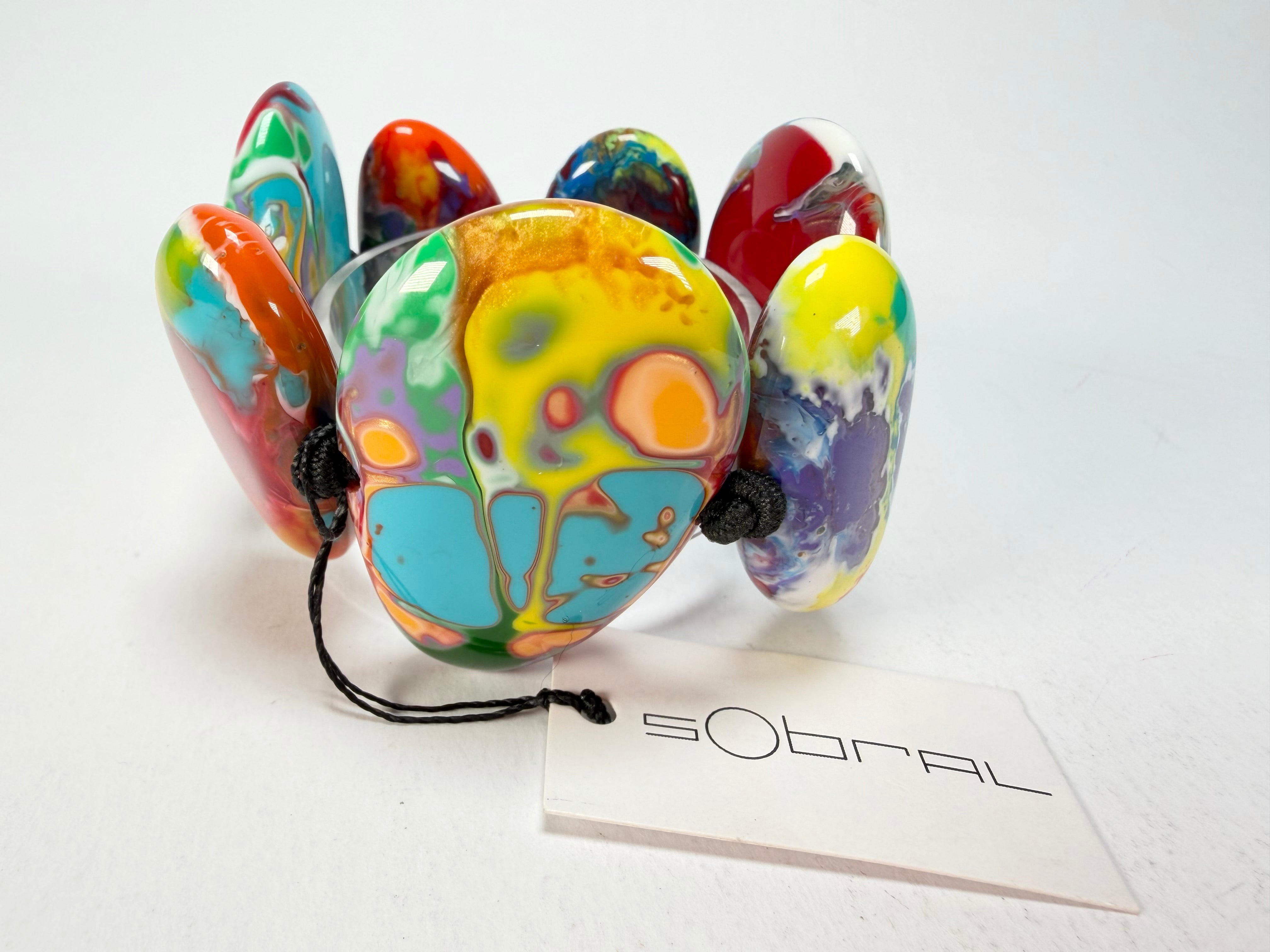 Sobral - Multi-Colour "Wassily" Pollock Elasticated Resin Bracelet ( 003716 )