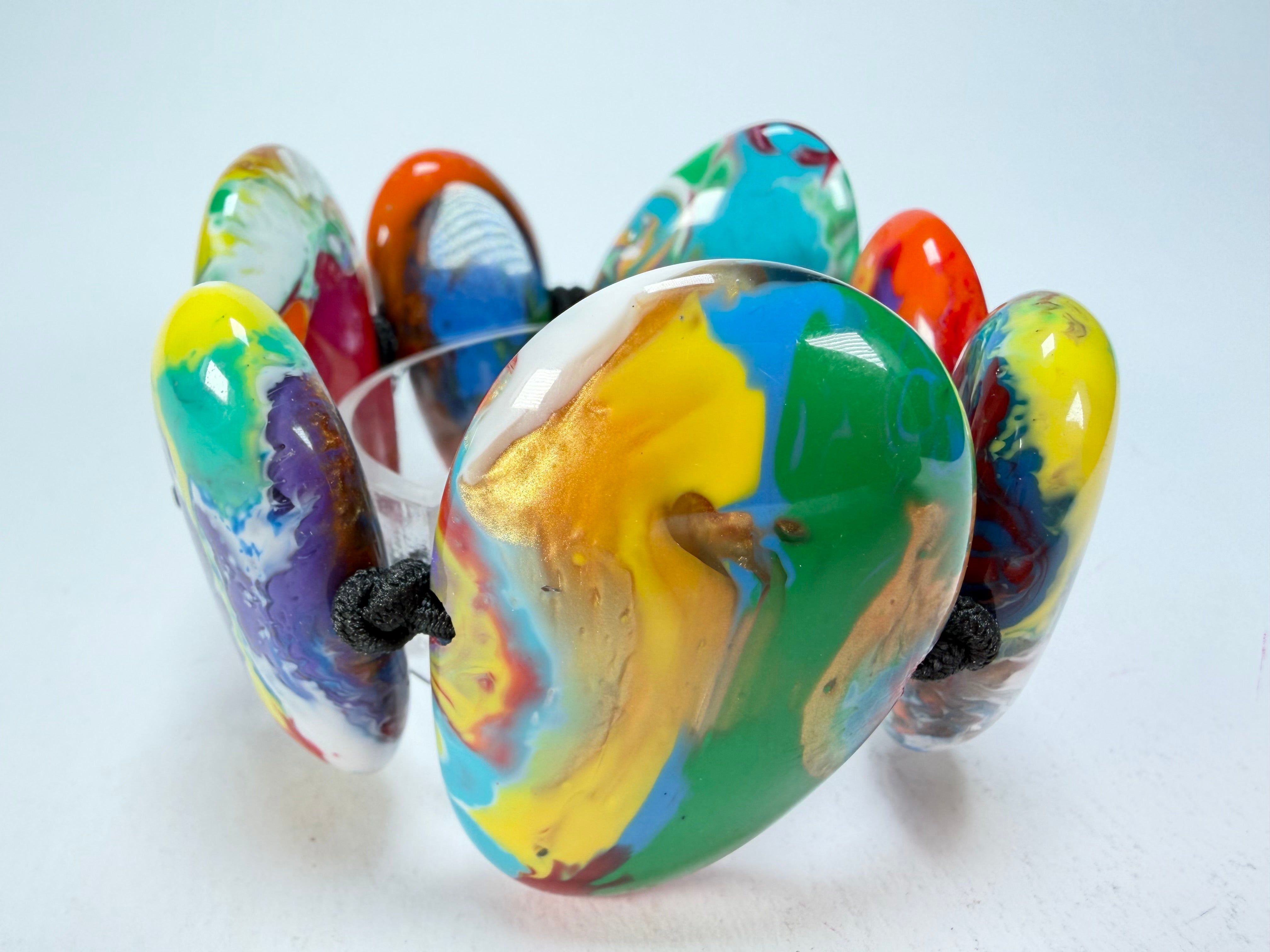 Sobral - Multi-Colour "Wassily" Pollock Elasticated Resin Bracelet ( 003716 )