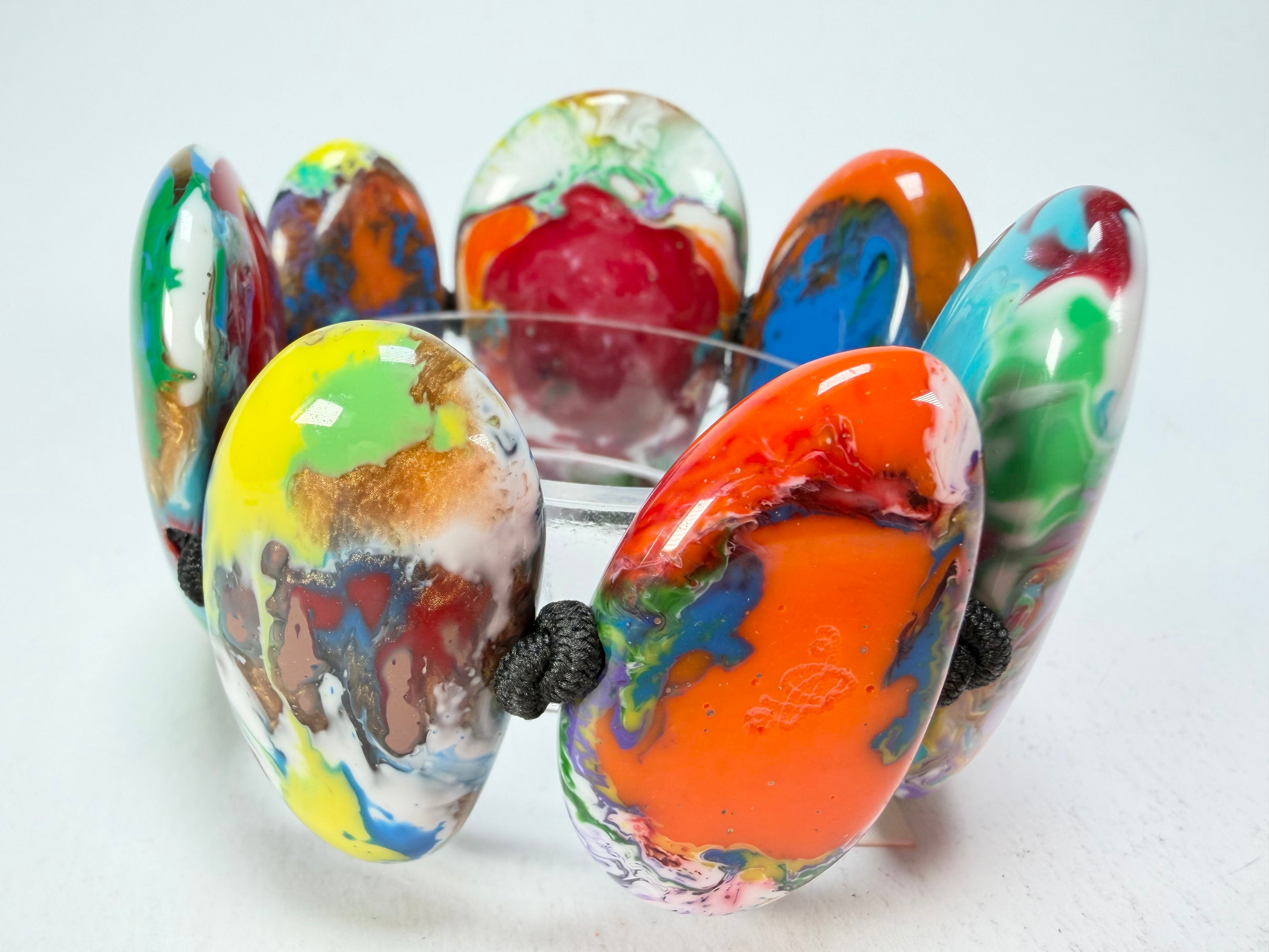 Sobral - Multi-Colour "Wassily" Pollock Elasticated Resin Bracelet ( 003716 )