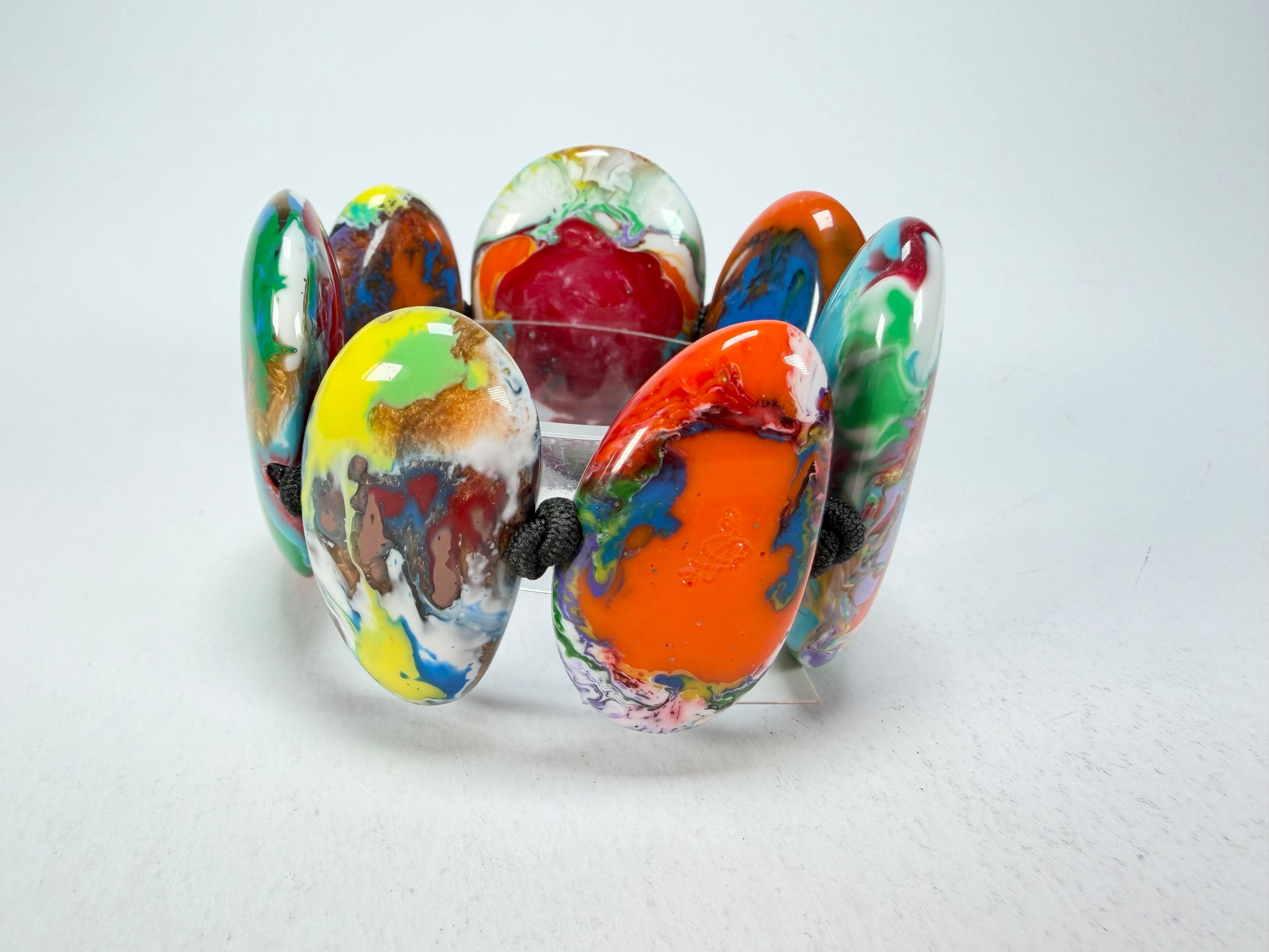 Sobral - Multi-Colour "Wassily" Pollock Elasticated Resin Bracelet ( 003716 )
