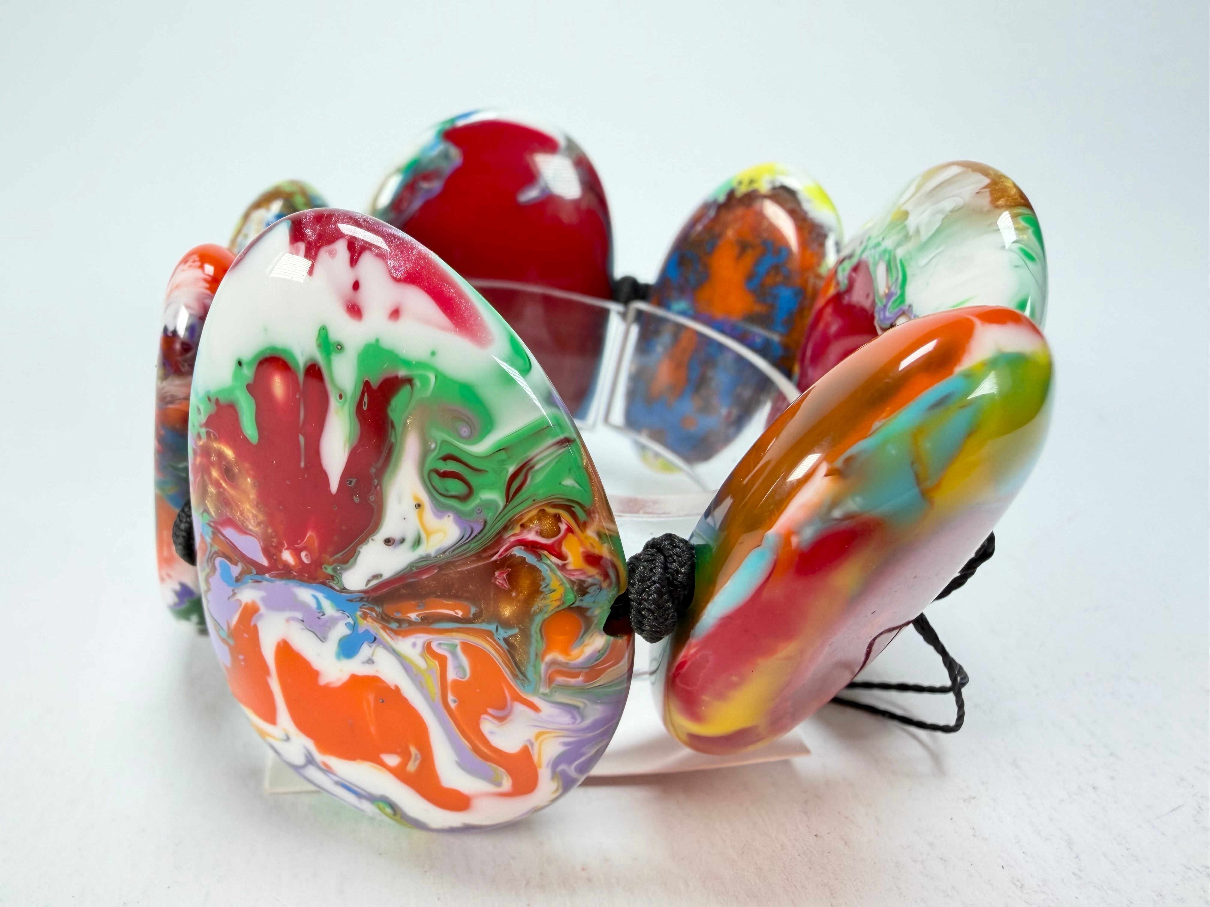 Sobral - Multi-Colour "Wassily" Pollock Elasticated Resin Bracelet ( 003716 )