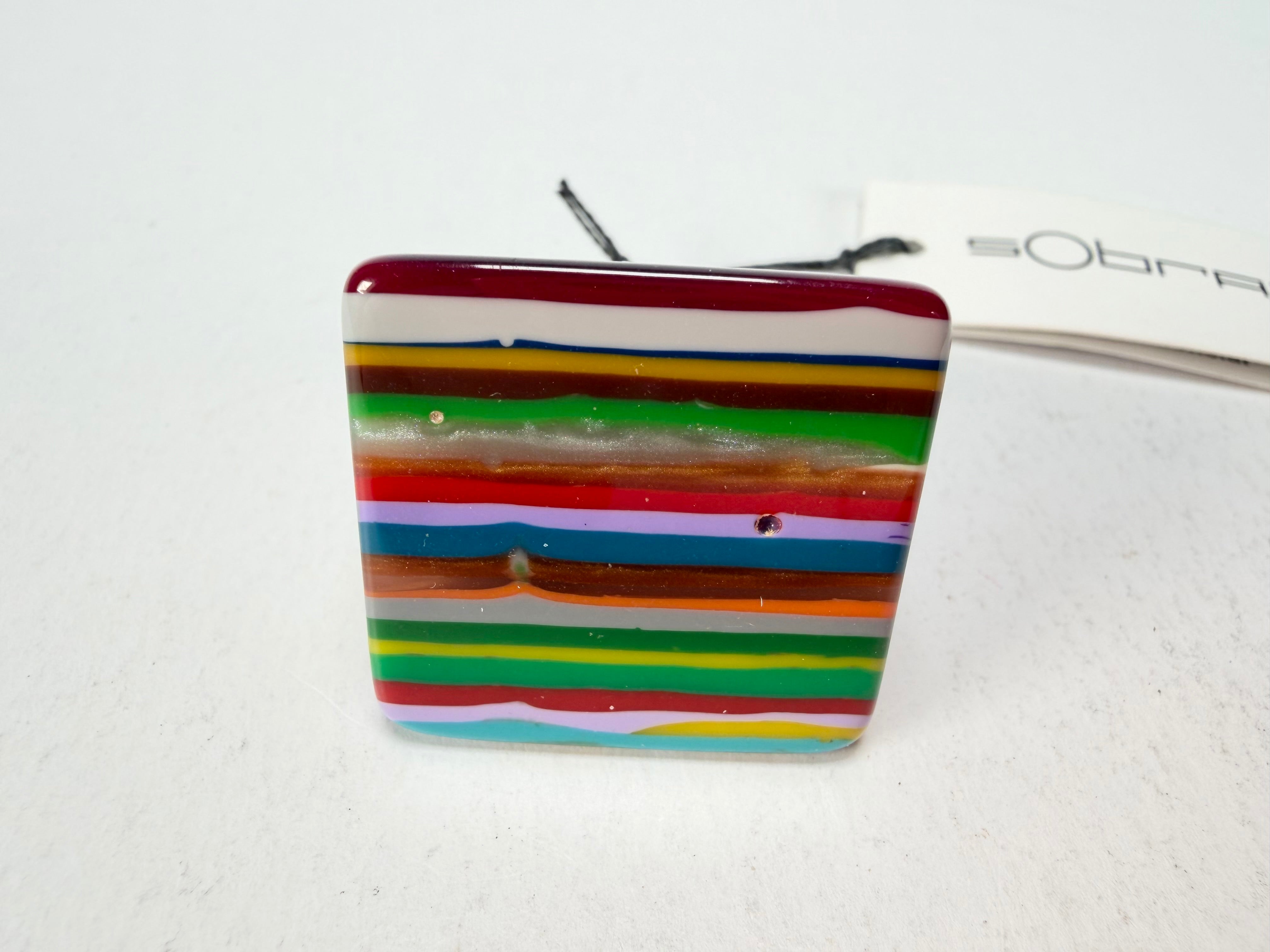 Sobral - Pop Art "Carre" Resin Ring ( 001828 ) - Size UK R / US 9