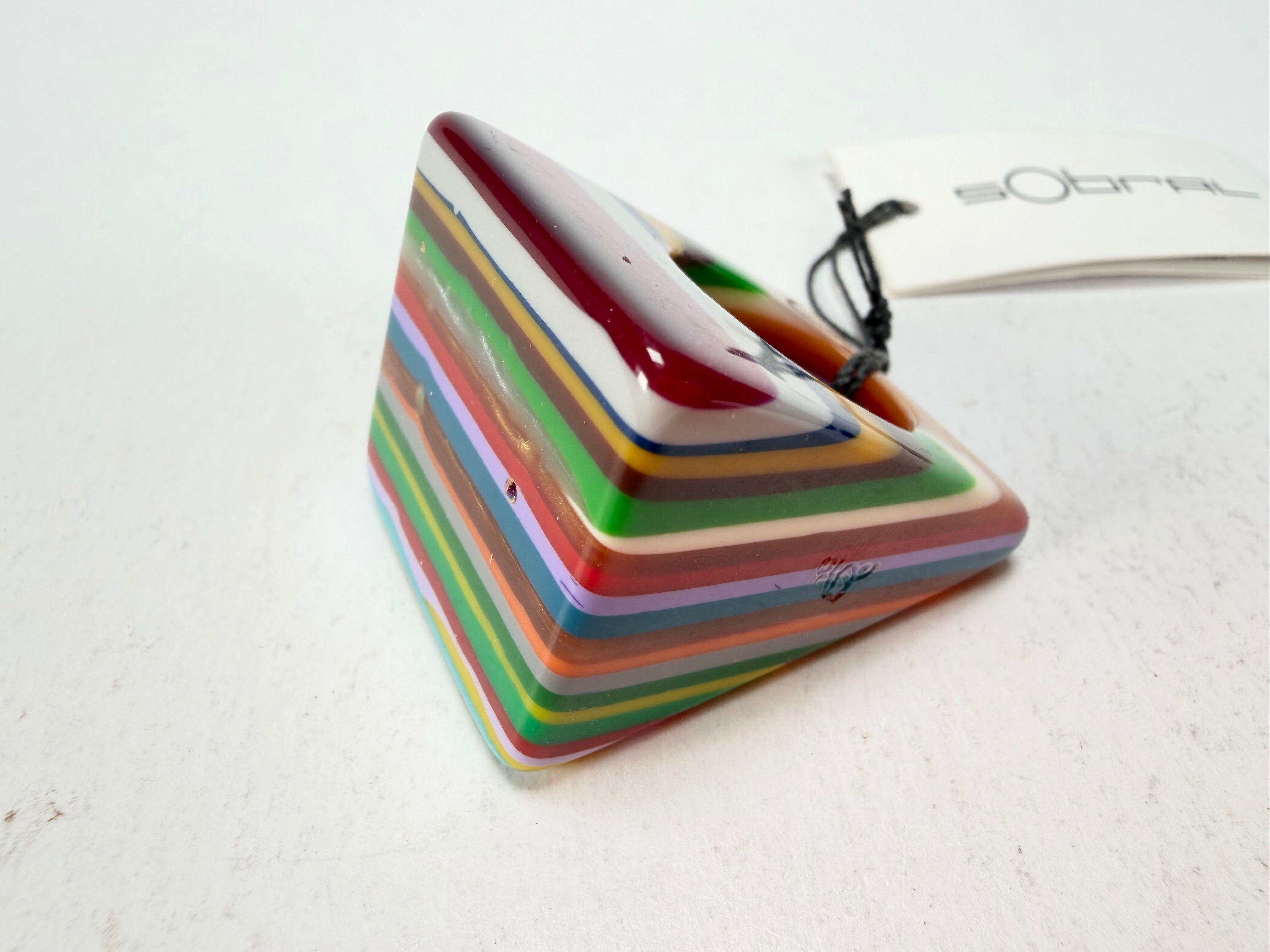 Sobral - Pop Art "Carre" Resin Ring ( 001828 ) - Size UK R / US 9