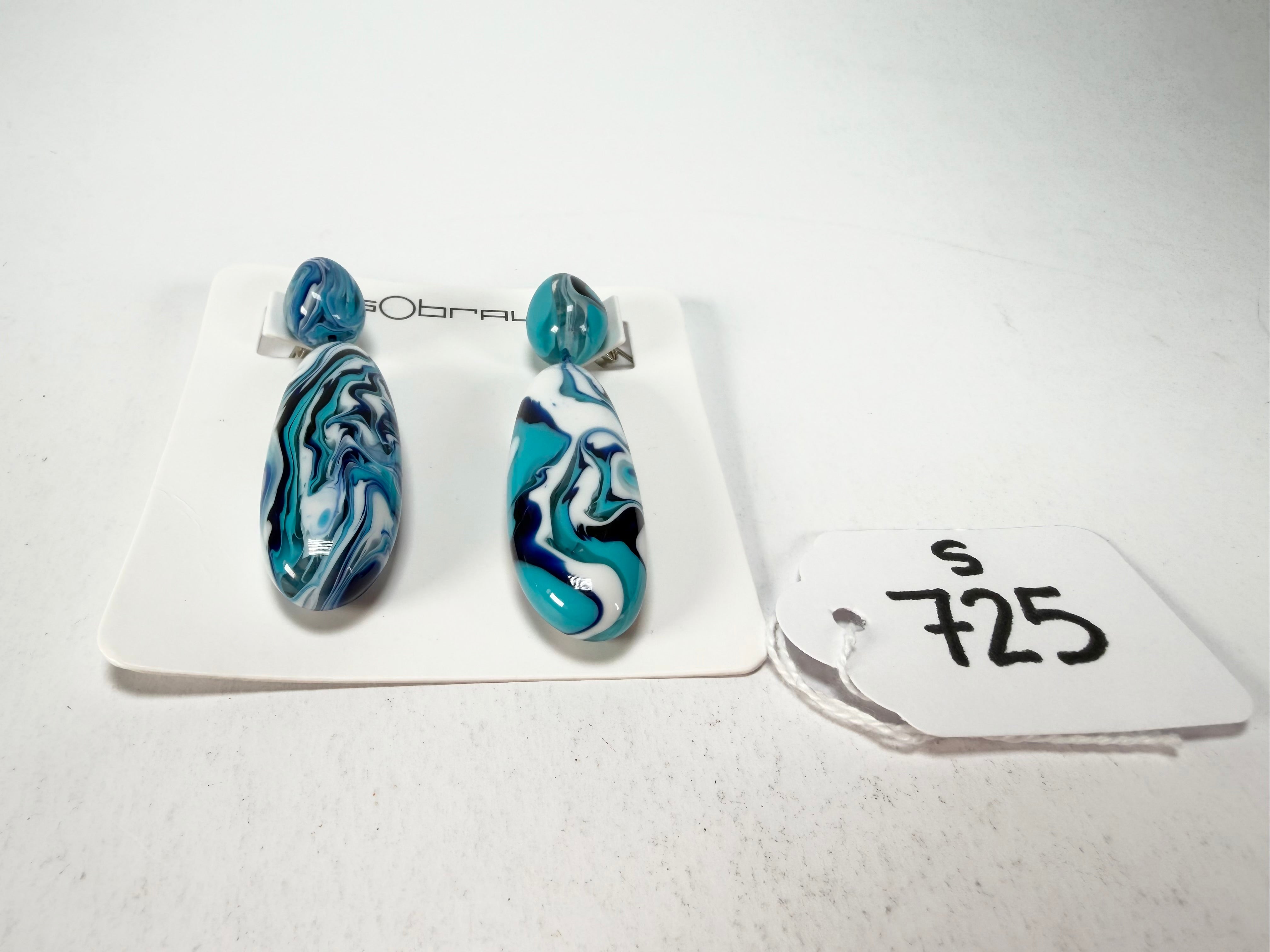 Sobral - Onda Azul "Peahi" Blue Resin Earrings ( 005421 )