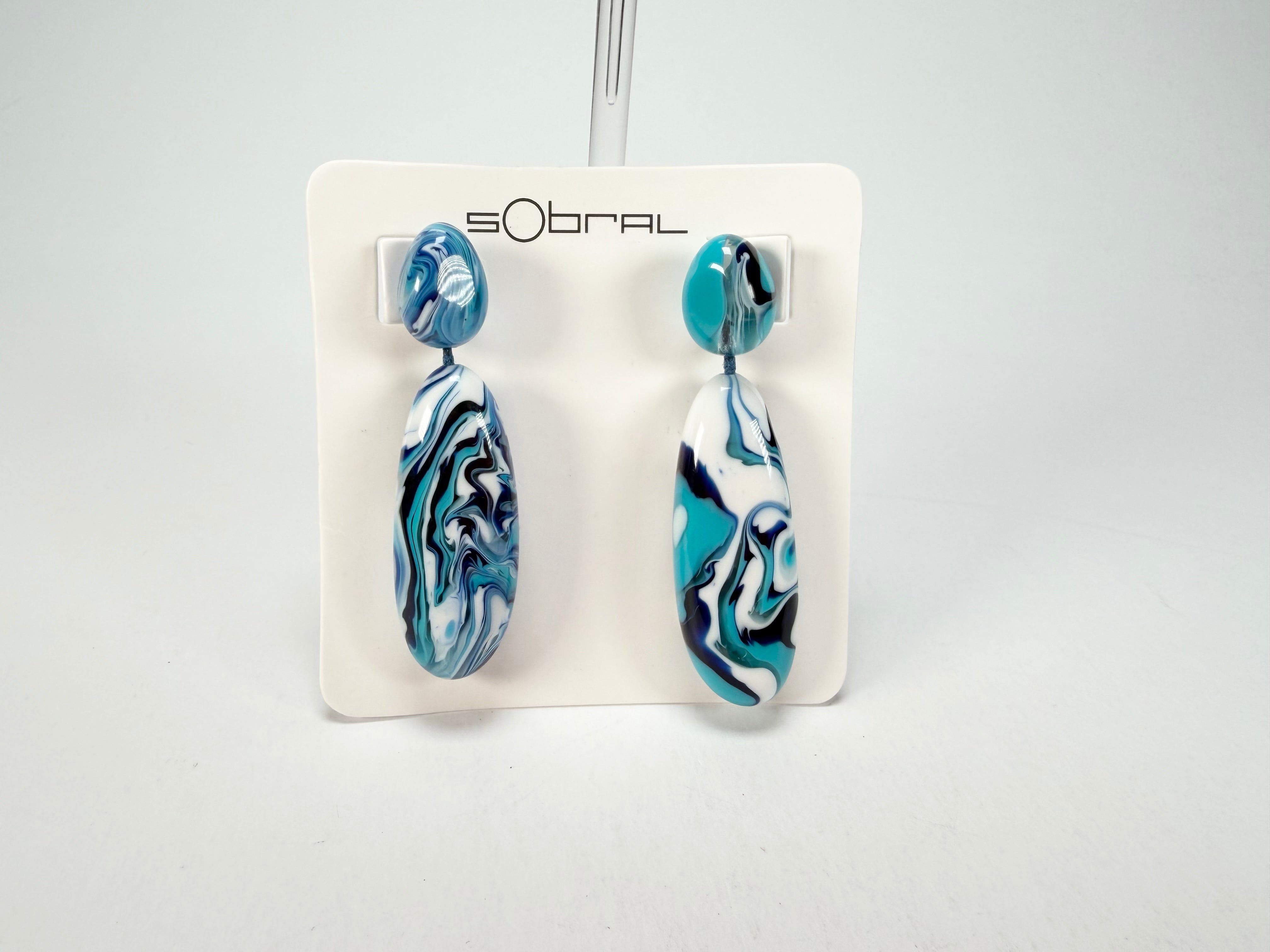 Sobral - Onda Azul "Peahi" Blue Resin Earrings ( 005421 )