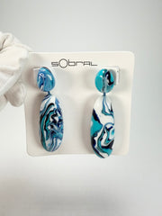 Sobral - Onda Azul "Peahi" Blue Resin Earrings ( 005421 )