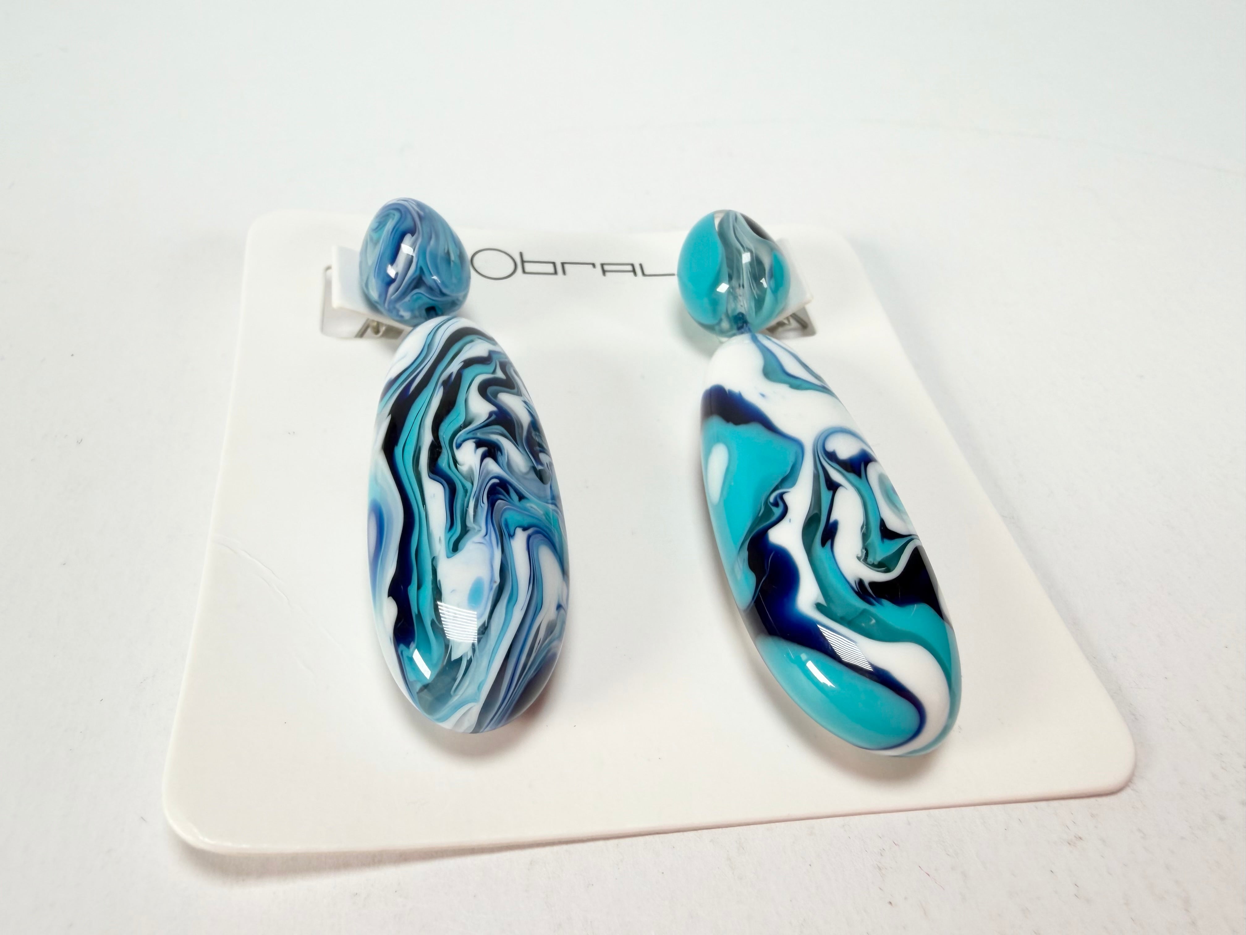Sobral - Onda Azul "Peahi" Blue Resin Earrings ( 005421 )