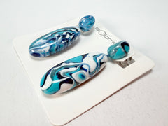 Sobral - Onda Azul "Peahi" Blue Resin Earrings ( 005421 )
