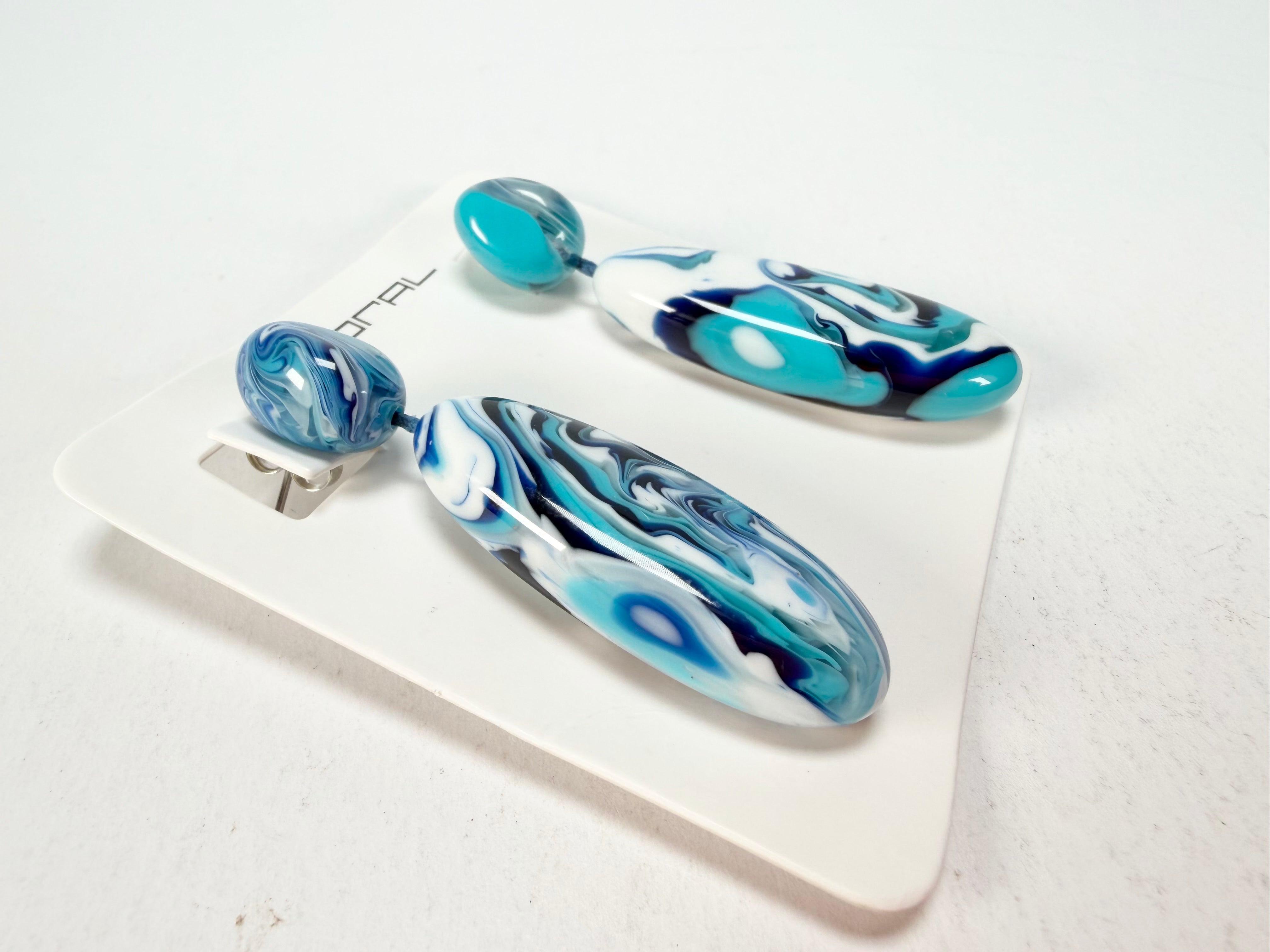 Sobral - Onda Azul "Peahi" Blue Resin Earrings ( 005421 )