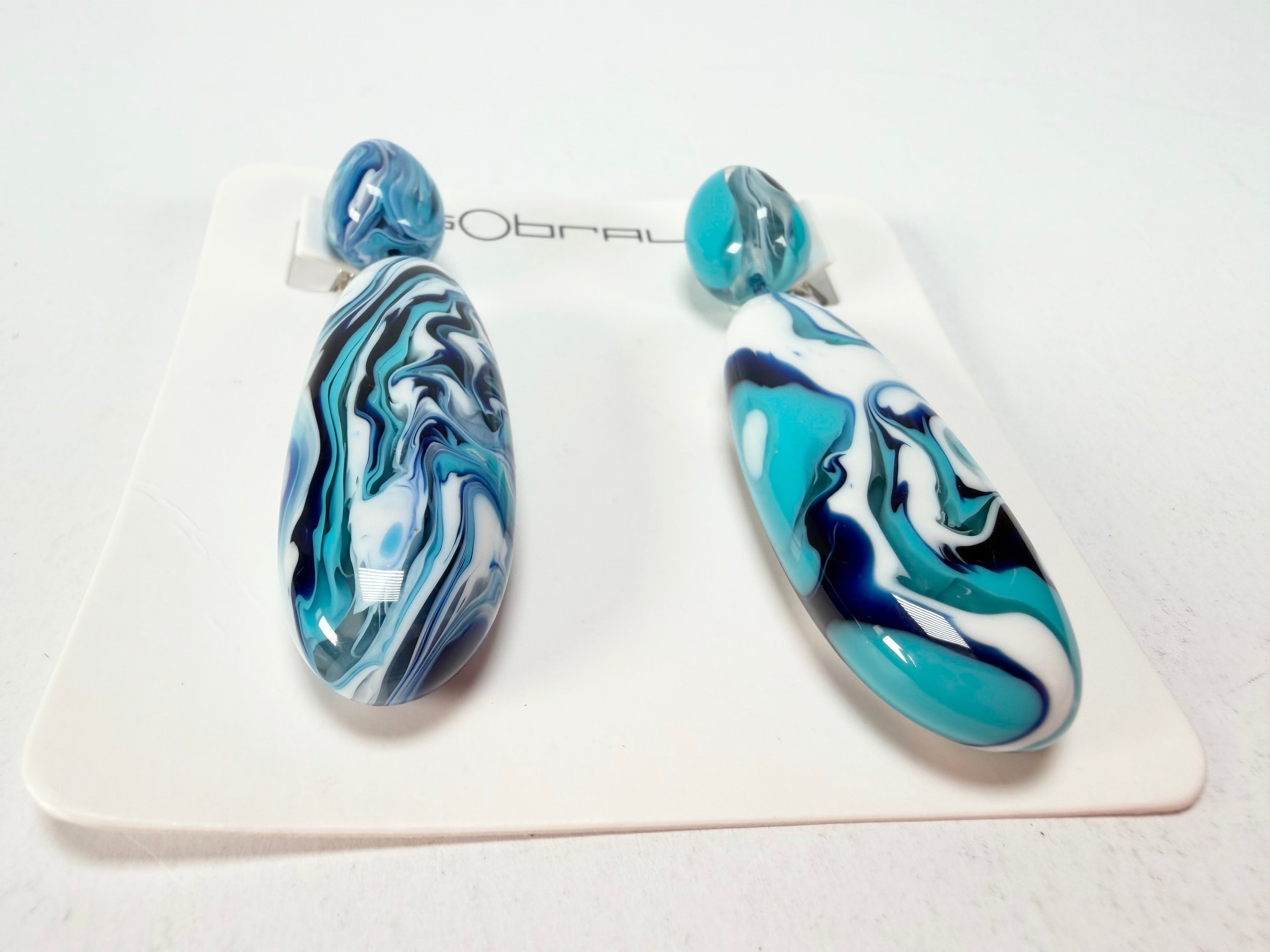 Sobral - Onda Azul "Peahi" Blue Resin Earrings ( 005421 )