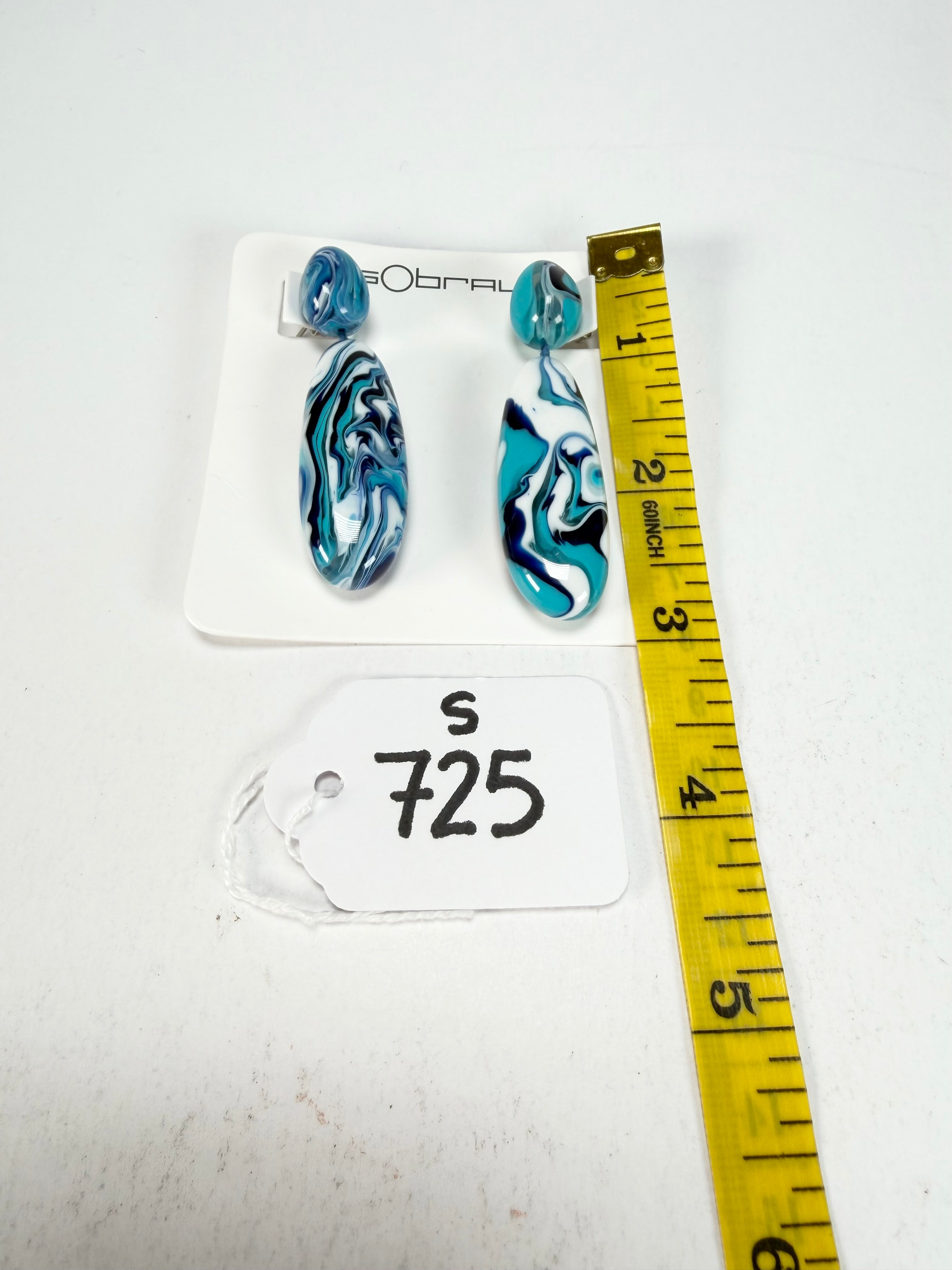 Sobral - Onda Azul "Peahi" Blue Resin Earrings ( 005421 )