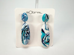 Sobral - Onda Azul "Peahi" Blue Resin Earrings ( 005421 )