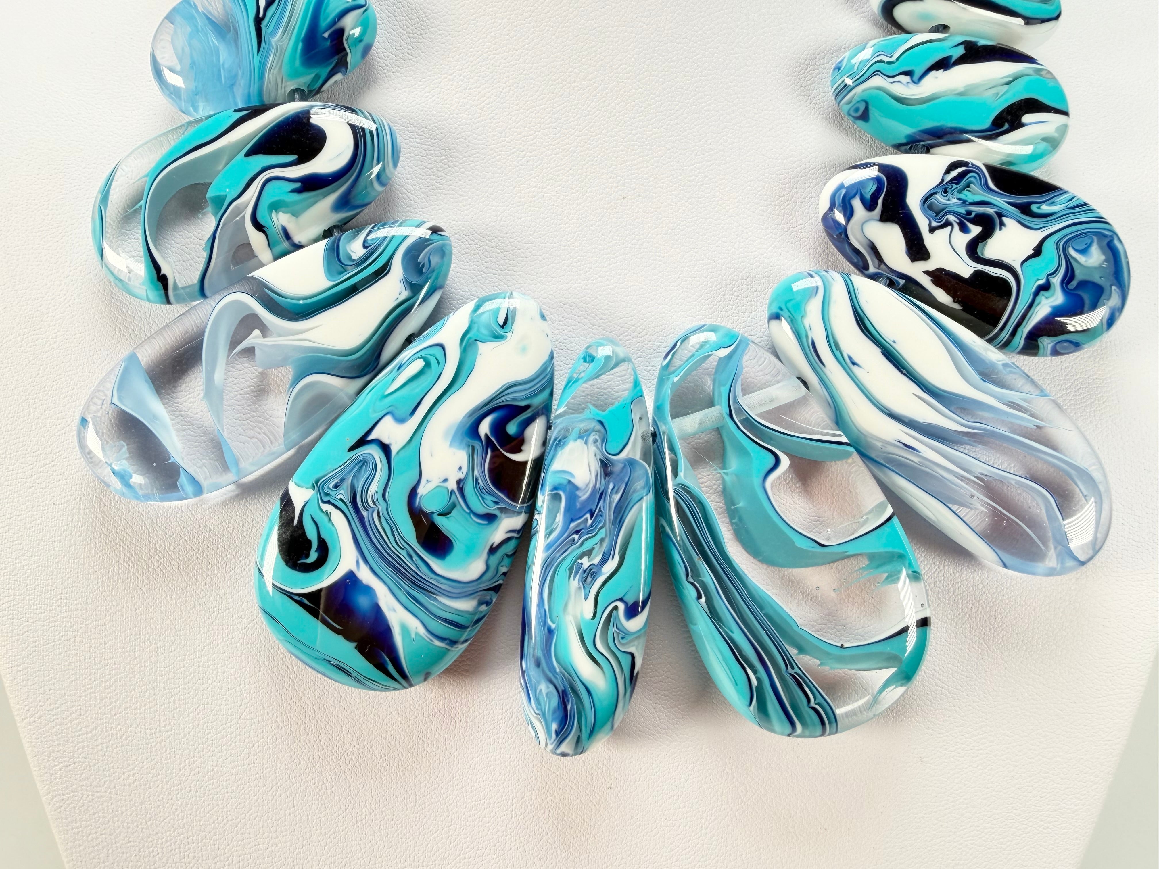 Sobral - Onda Azul "Marou" Blue Resin Necklace ( 005422 )
