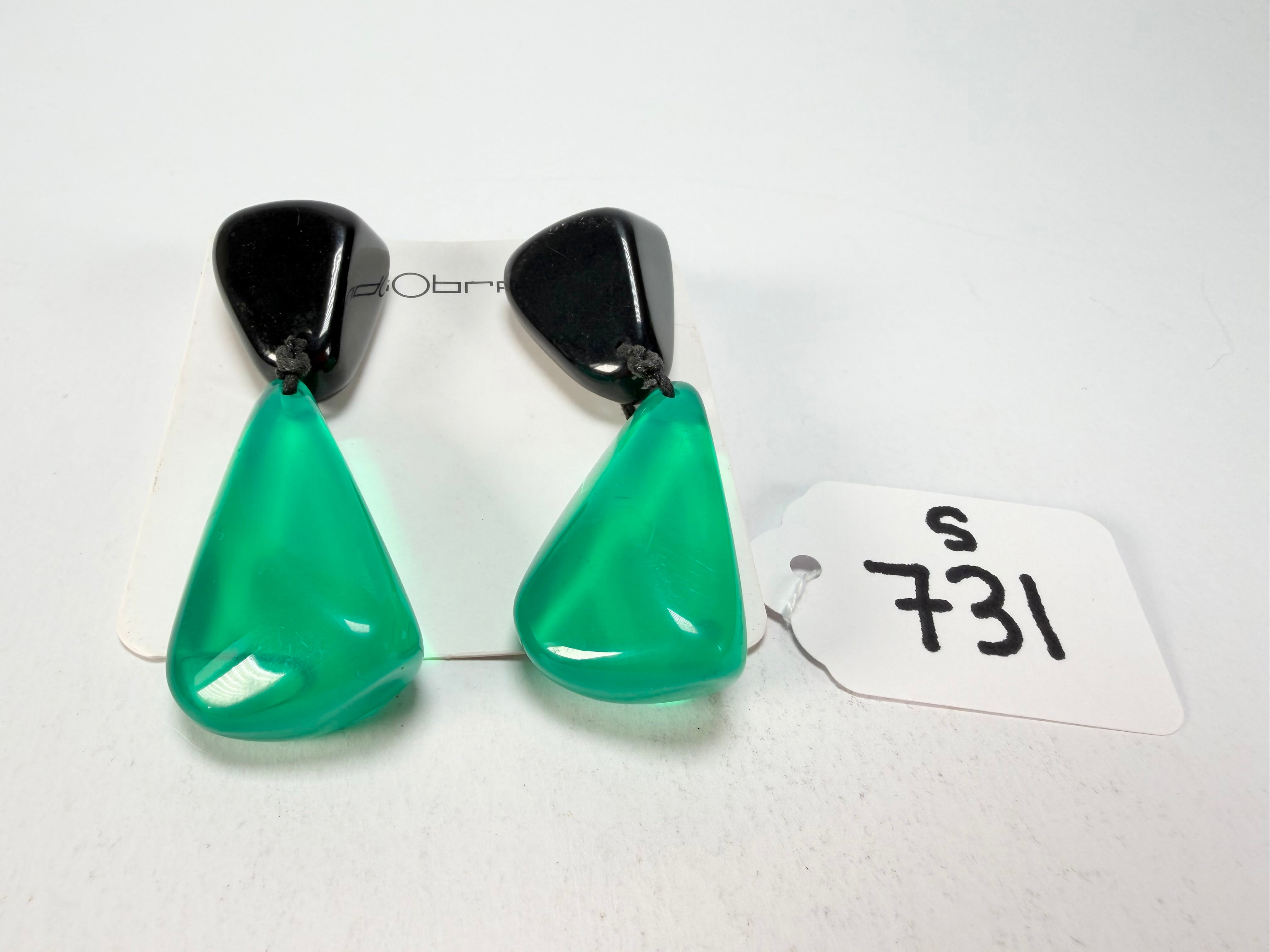 Sobral - Mix 2023 "Cusco" Black & Green Cristal Resin Earrings ( 005410 )