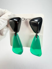 Sobral - Mix 2023 "Cusco" Black & Green Cristal Resin Earrings ( 005410 )