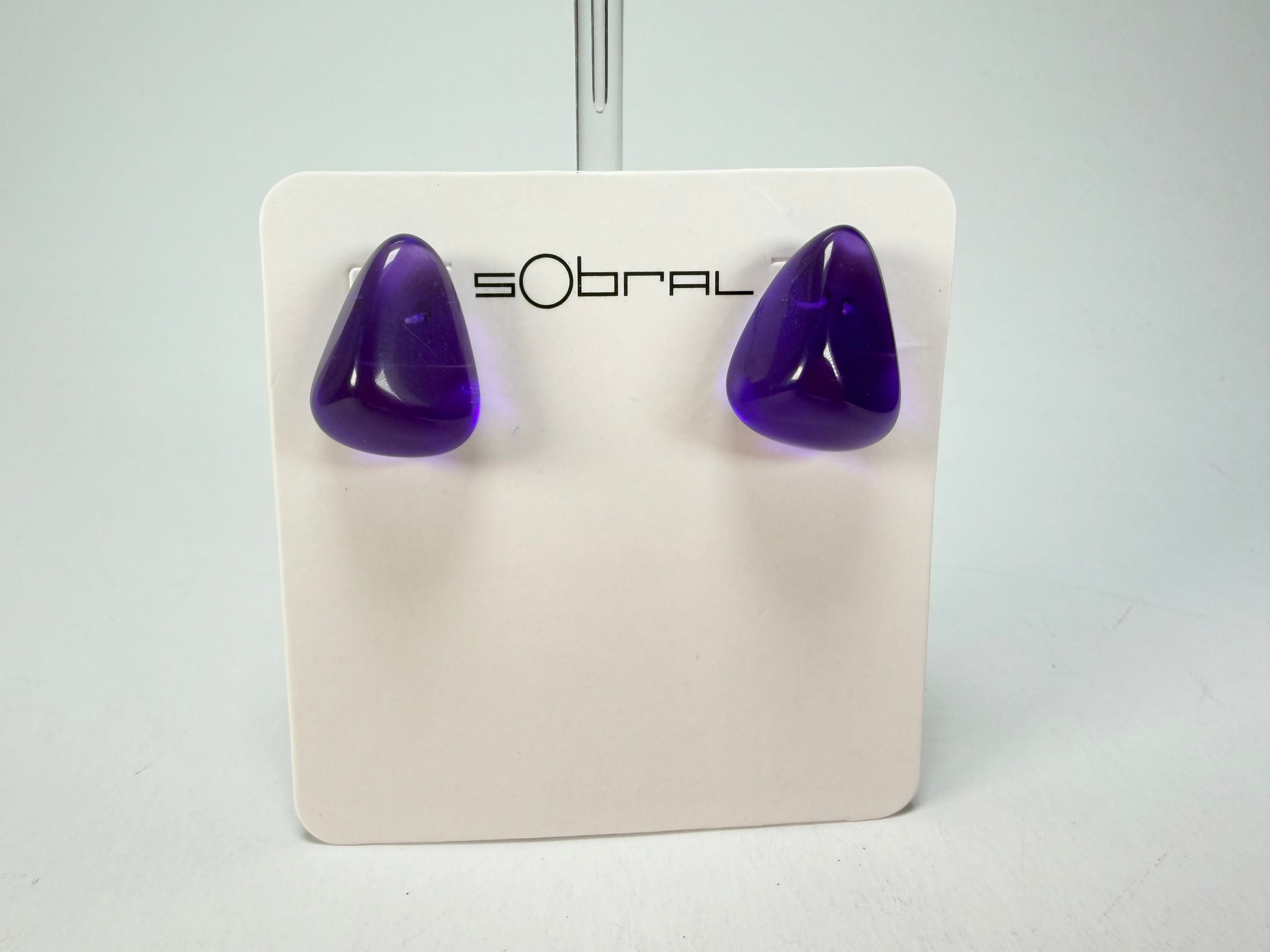 Sobral - Mix 2023 "Pequeno Diamante" Violet Cristal Resin Earrings ( 003600 )