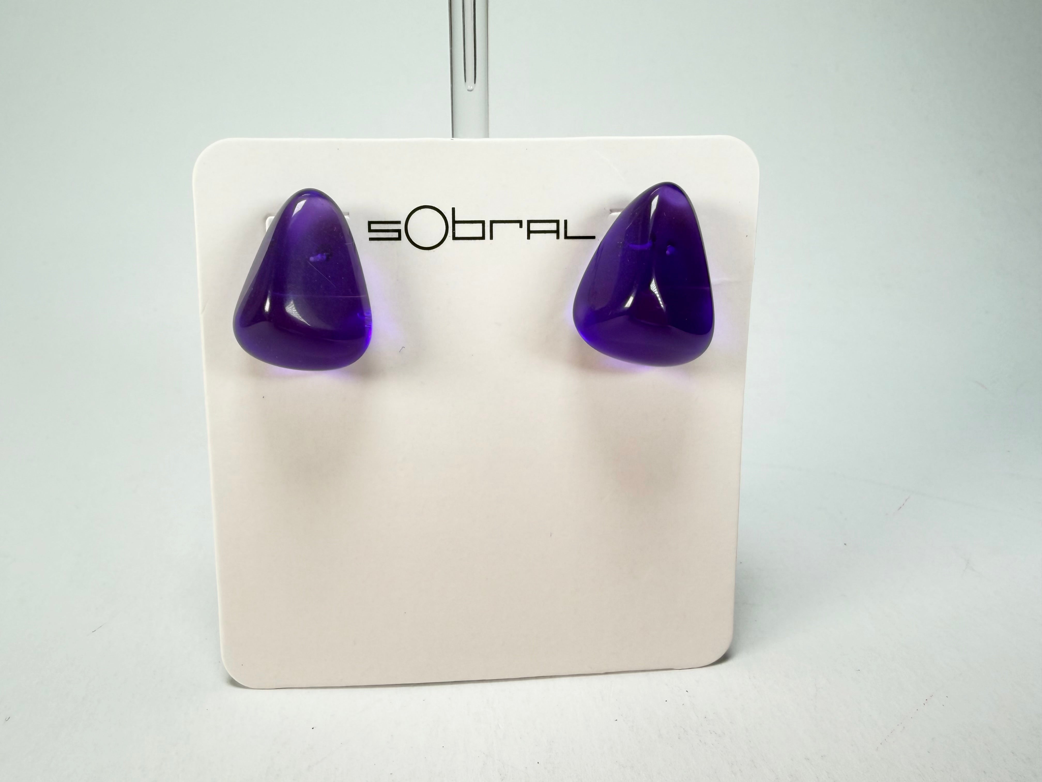 Sobral - Mix 2023 "Pequeno Diamante" Violet Cristal Resin Earrings ( 003600 )