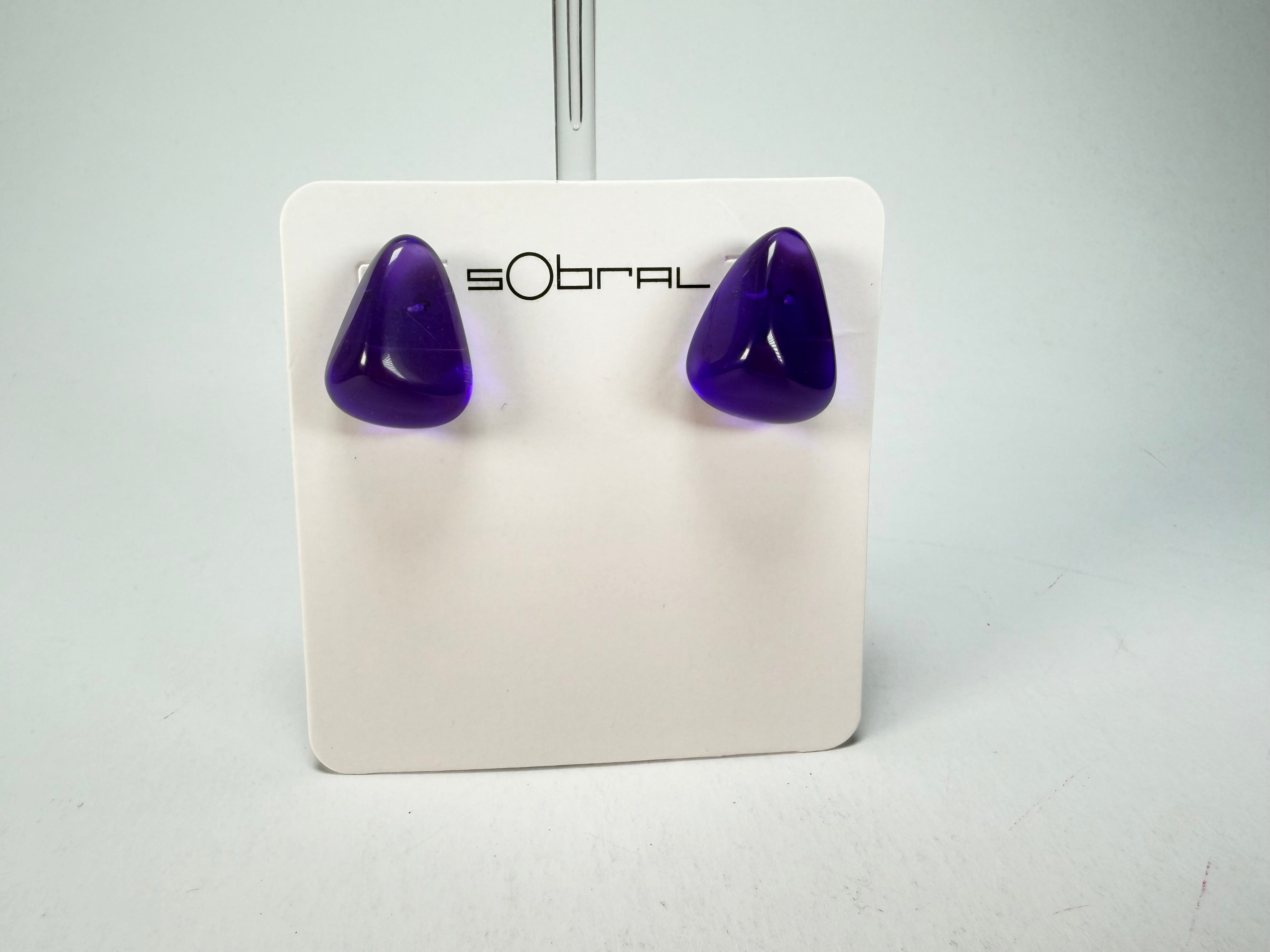 Sobral - Mix 2023 "Pequeno Diamante" Violet Cristal Resin Earrings ( 003600 )