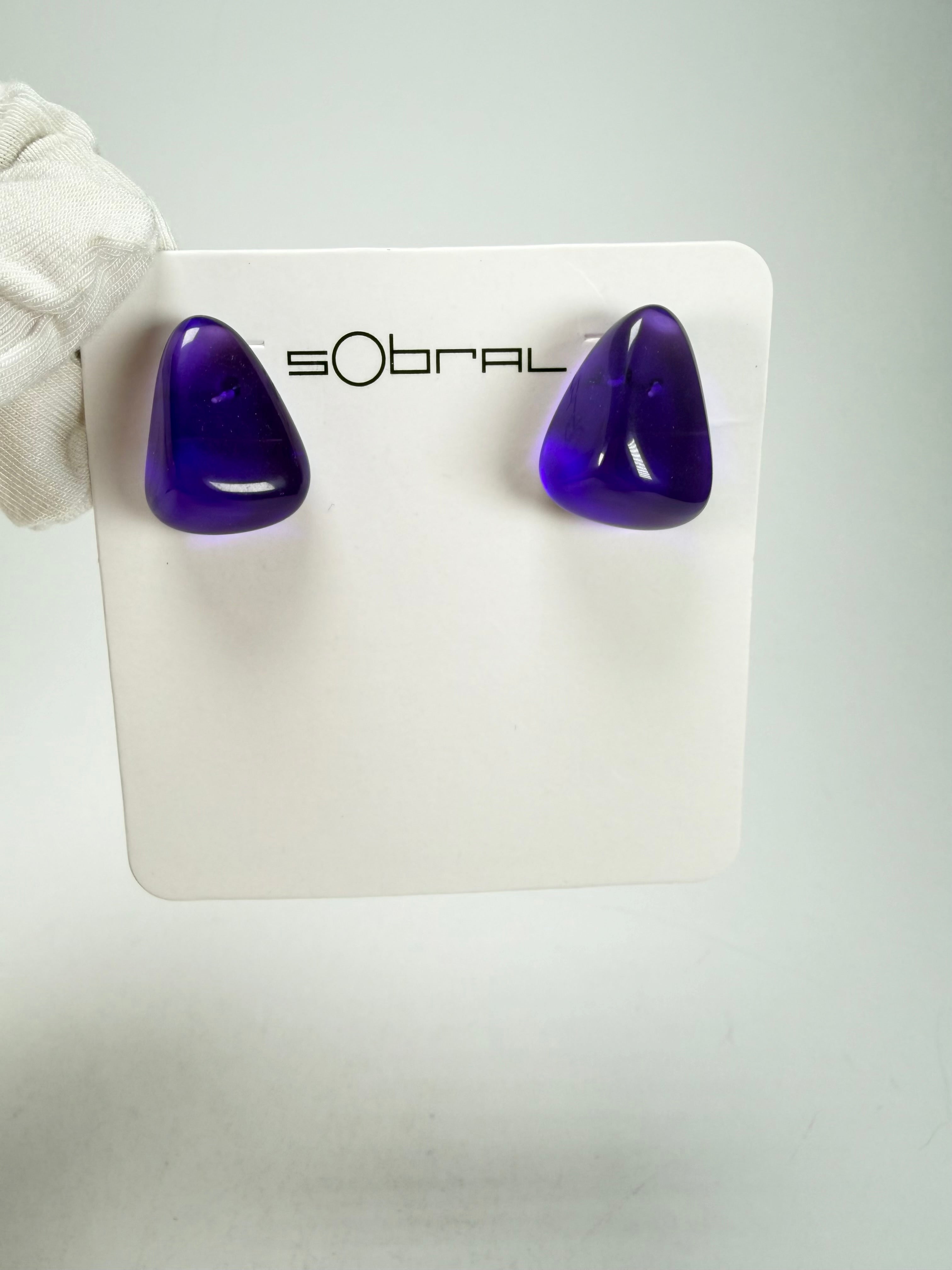 Sobral - Mix 2023 "Pequeno Diamante" Violet Cristal Resin Earrings ( 003600 )