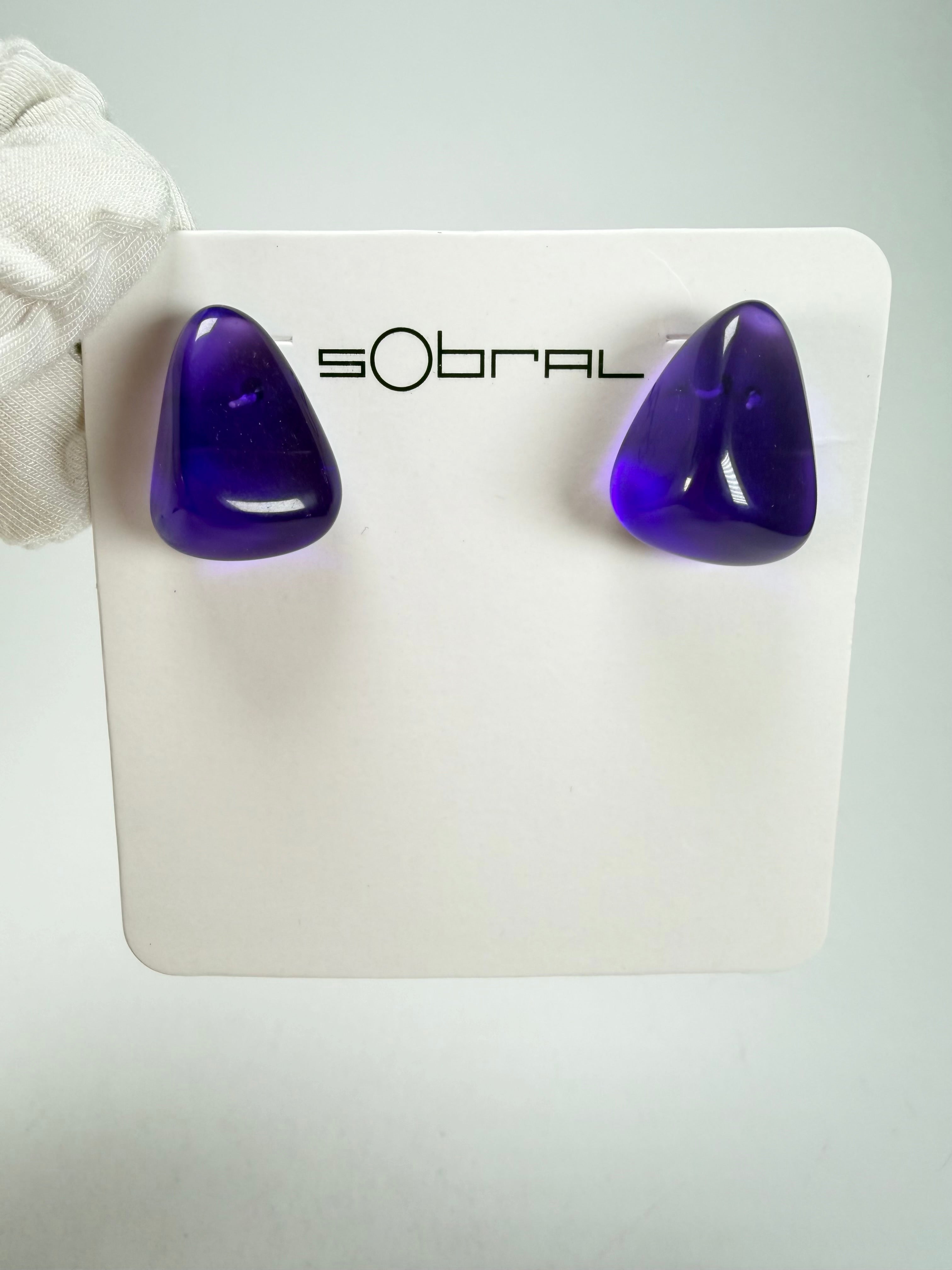 Sobral - Mix 2023 "Pequeno Diamante" Violet Cristal Resin Earrings ( 003600 )