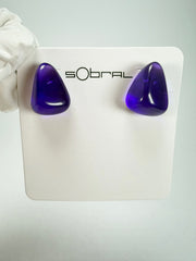 Sobral - Mix 2023 "Pequeno Diamante" Violet Cristal Resin Earrings ( 003600 )