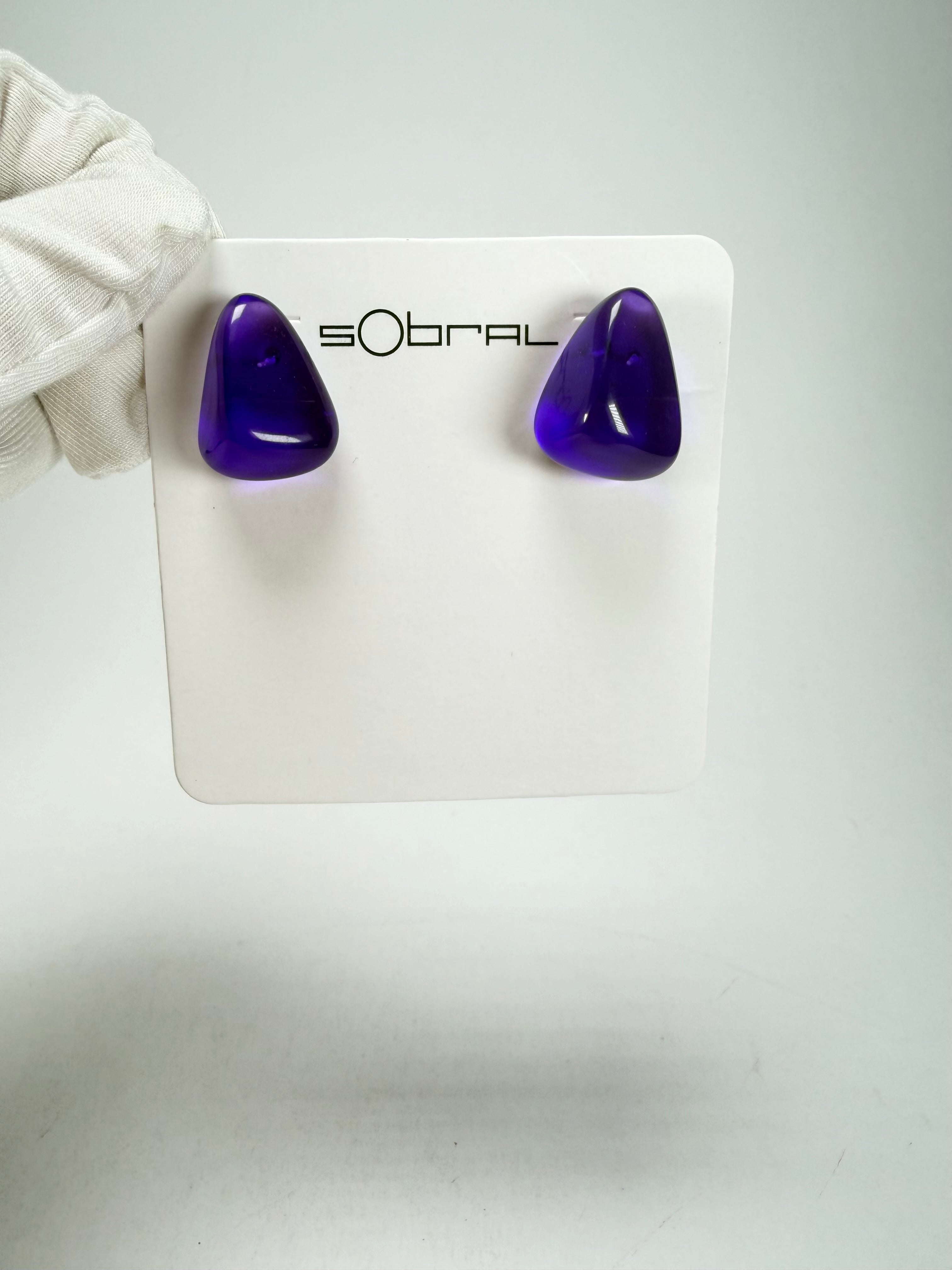 Sobral - Mix 2023 "Pequeno Diamante" Violet Cristal Resin Earrings ( 003600 )