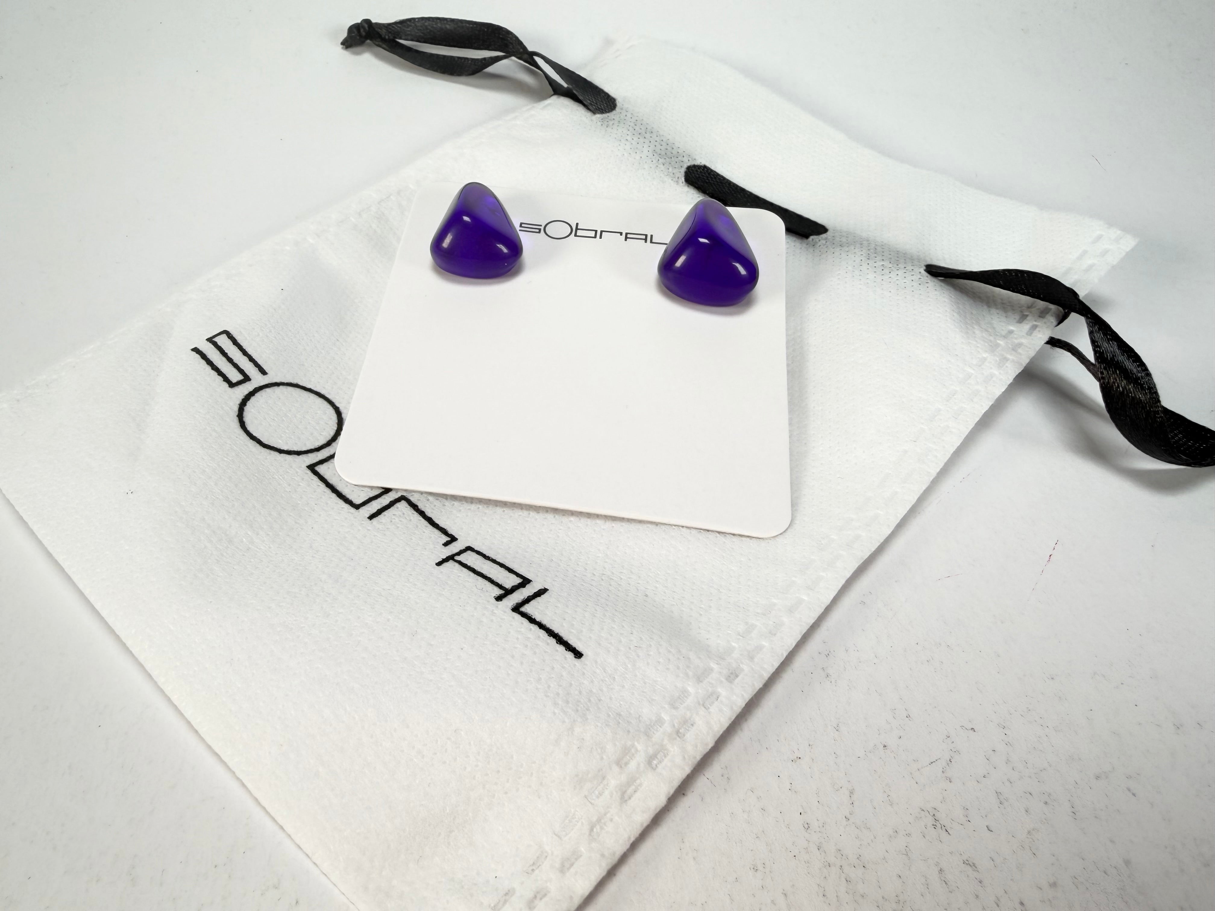Sobral - Mix 2023 "Pequeno Diamante" Violet Cristal Resin Earrings ( 003600 )