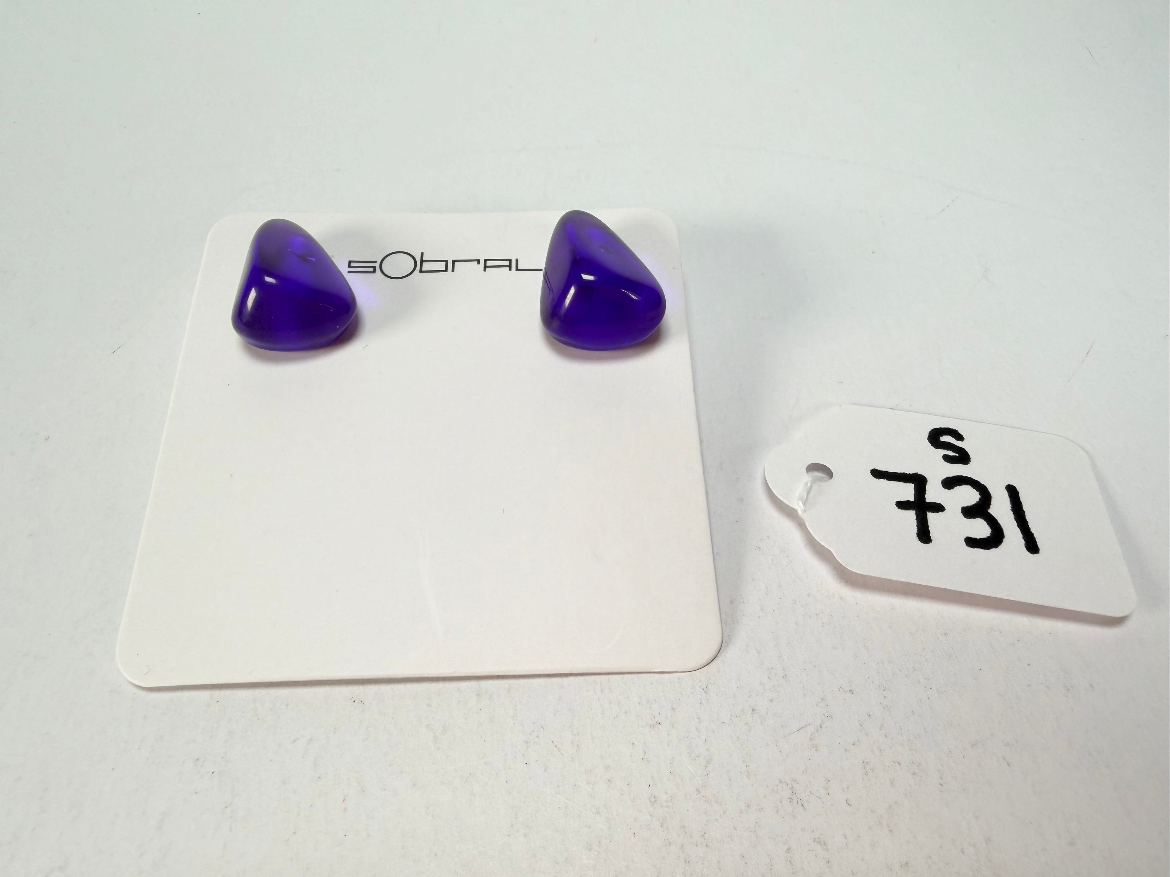 Sobral - Mix 2023 "Pequeno Diamante" Violet Cristal Resin Earrings ( 003600 )