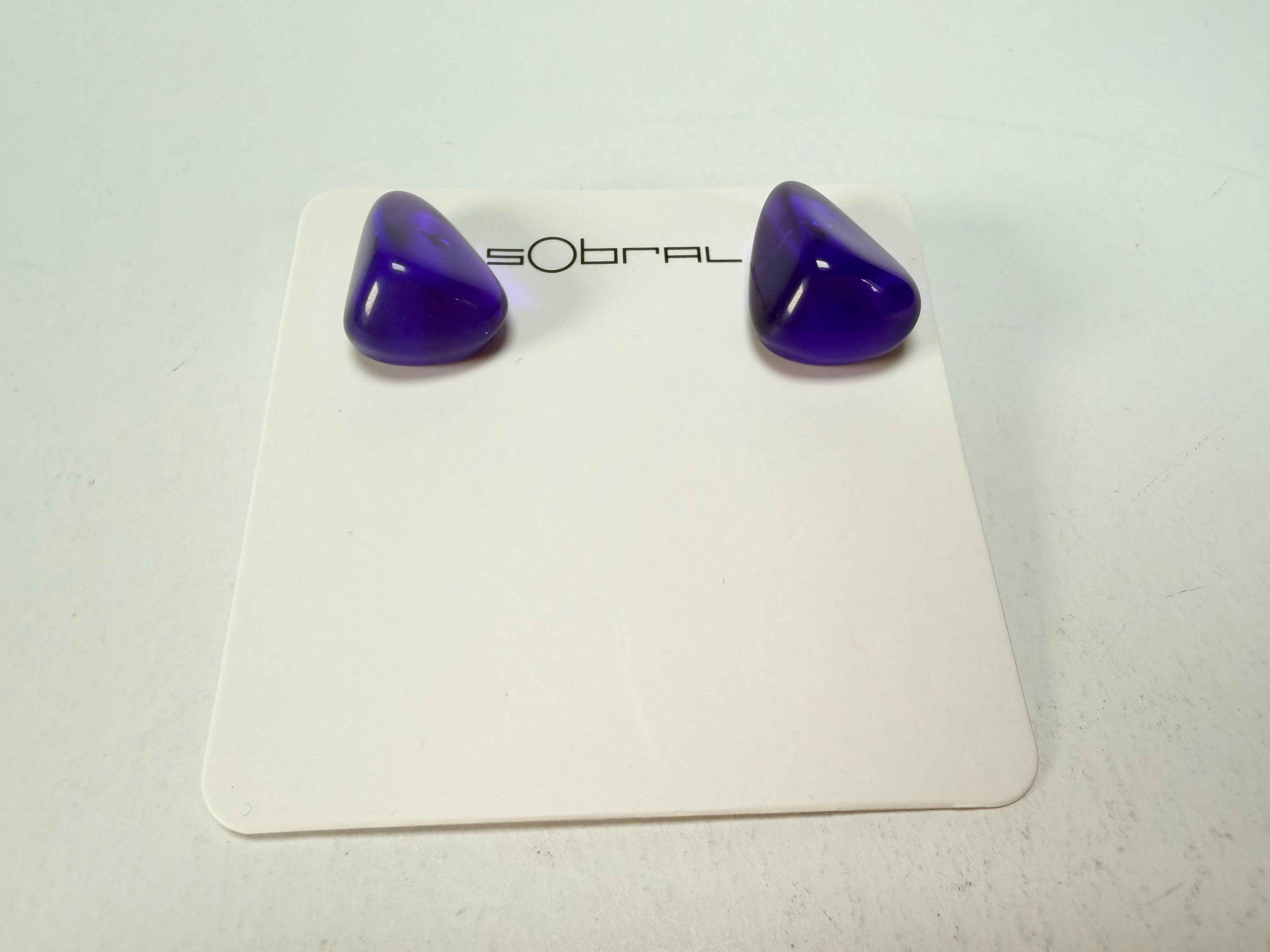 Sobral - Mix 2023 "Pequeno Diamante" Violet Cristal Resin Earrings ( 003600 )