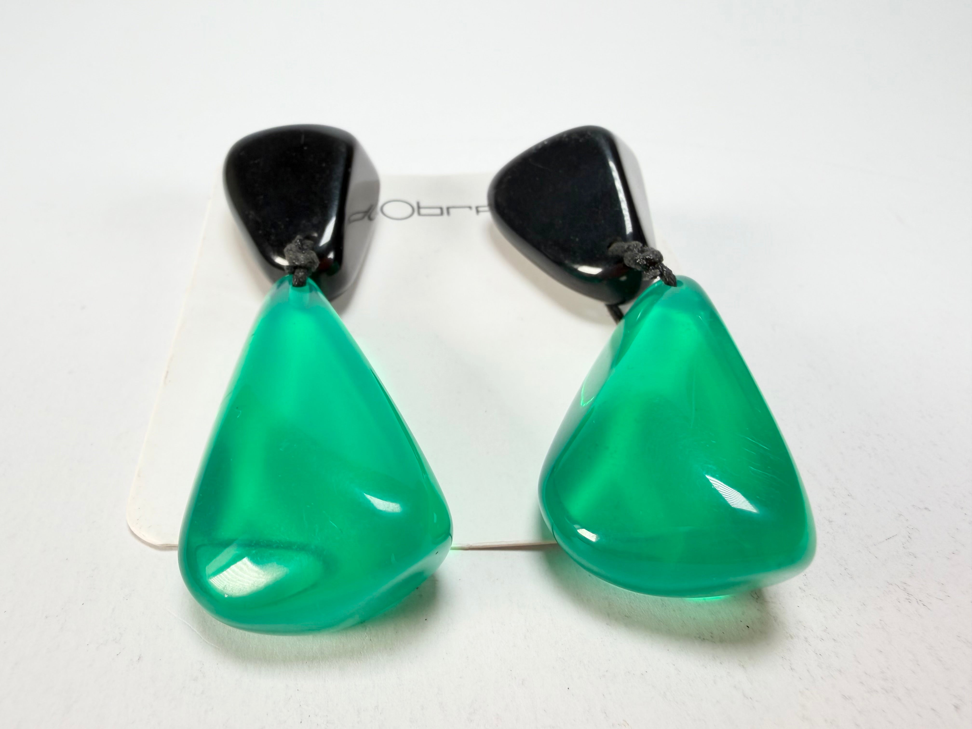 Sobral - Mix 2023 "Cusco" Black & Green Cristal Resin Earrings ( 005410 )